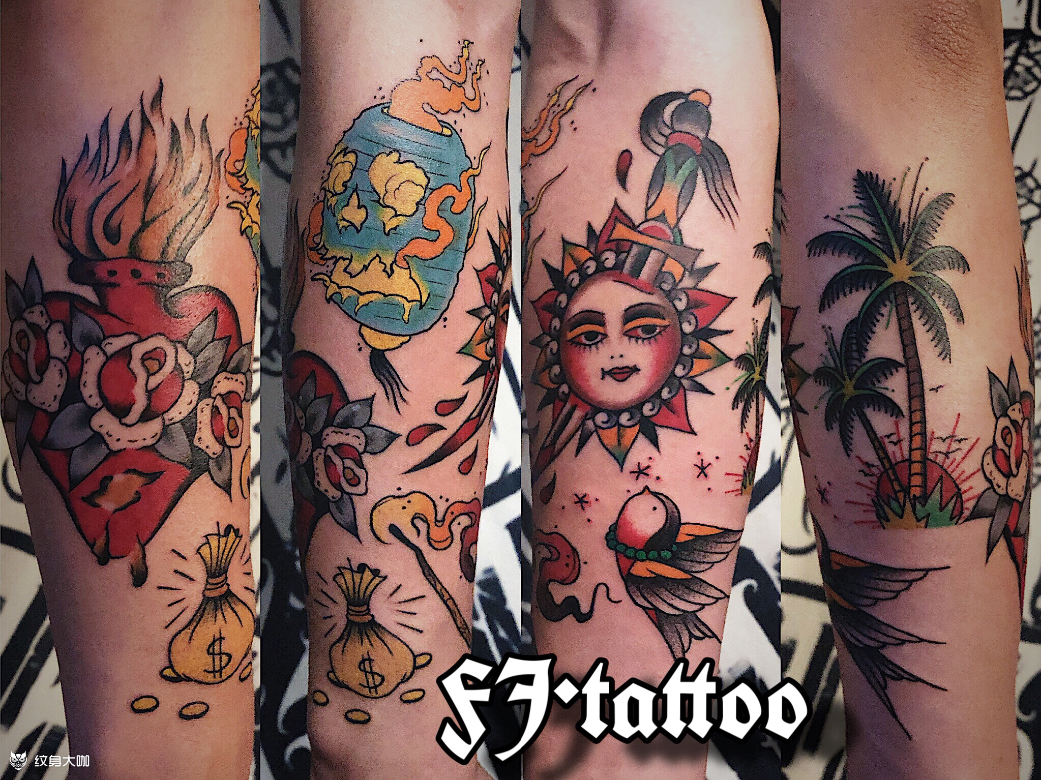 school拼接小臂·_纹身图案手稿图片_fj的纹身作品集