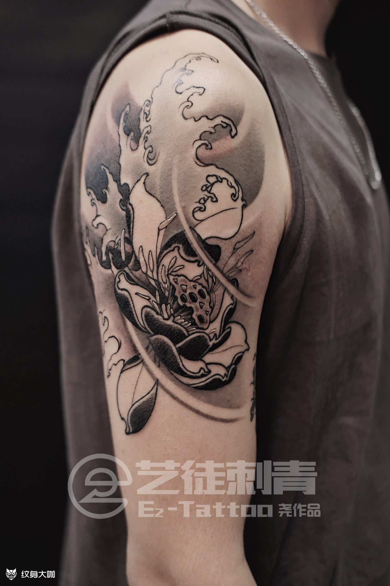 传统莲花传统莲花包大臂 bo_纹身吧社区 - 纹身大咖