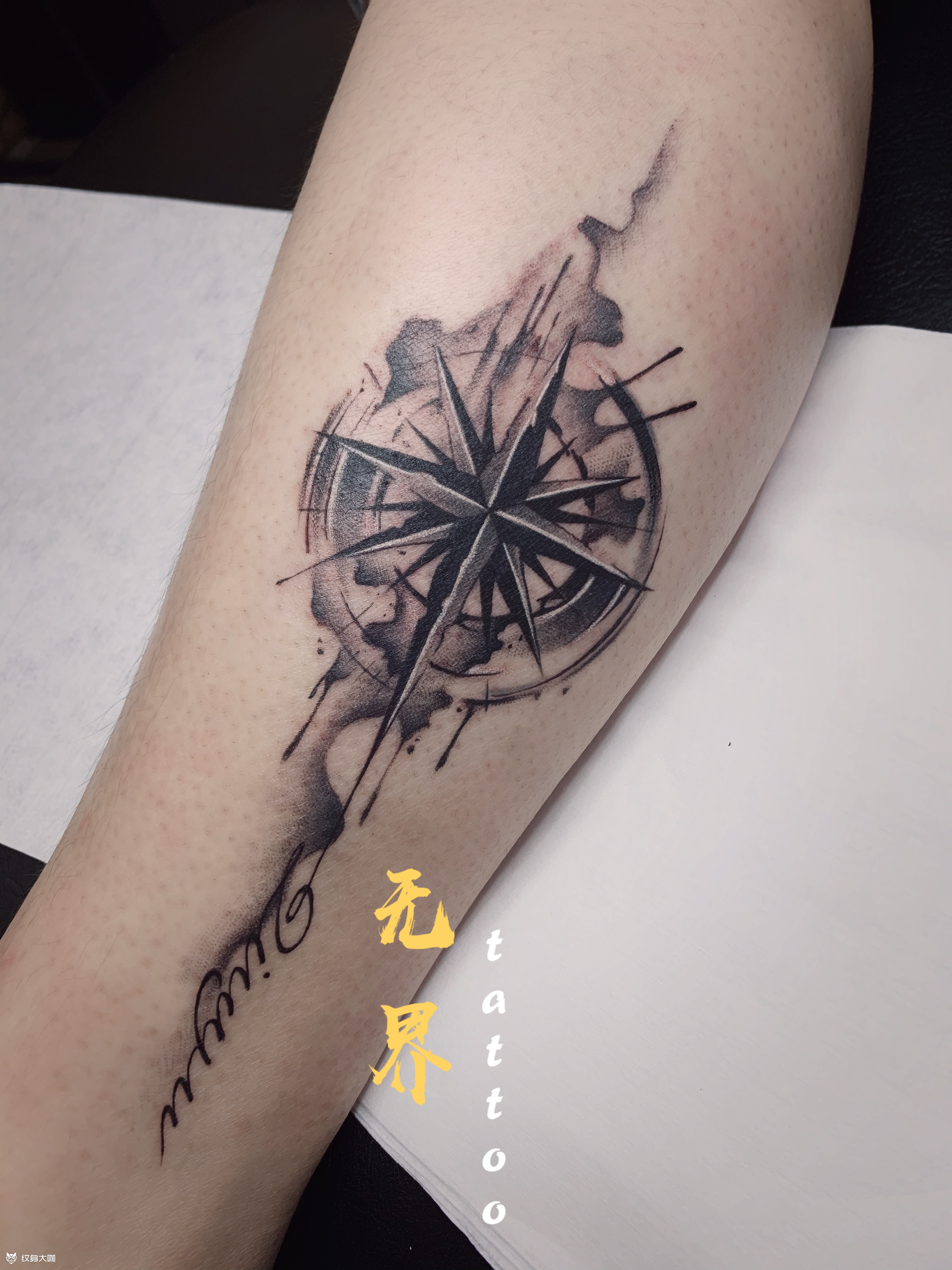 指南针_纹身图案手稿图片_沈冰洁的纹身作品集