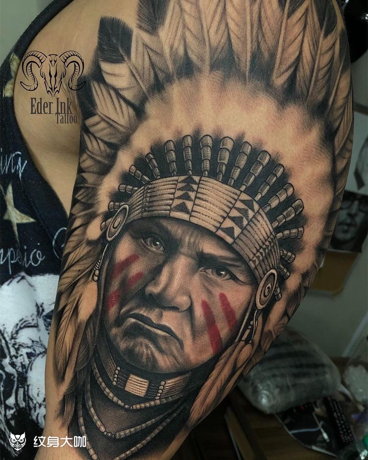 印第安人肖像纹身推荐喜欢纹_纹身吧社区 - 纹身大咖