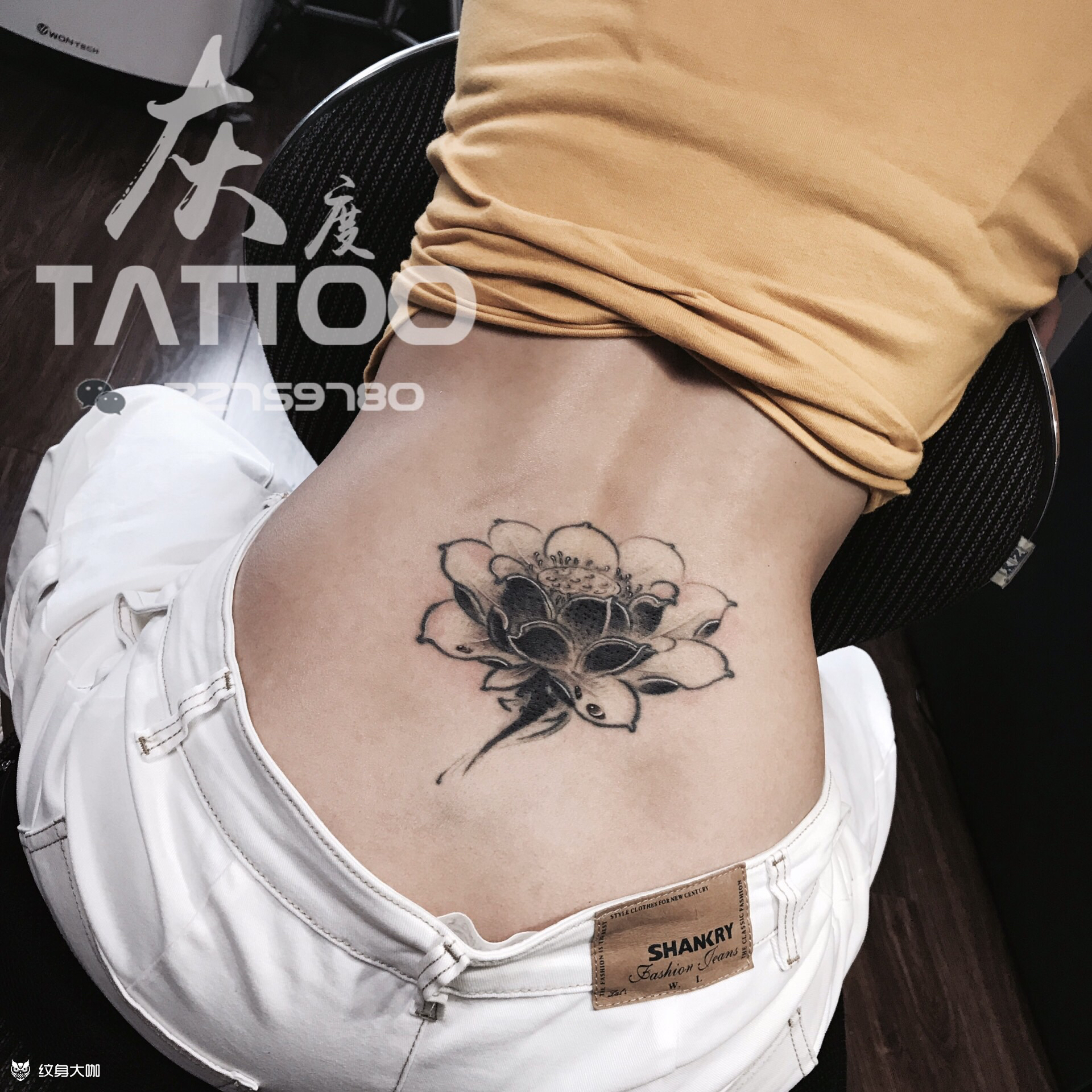 水墨莲花_纹身图案手稿图片_灰度-奎的纹身作品集