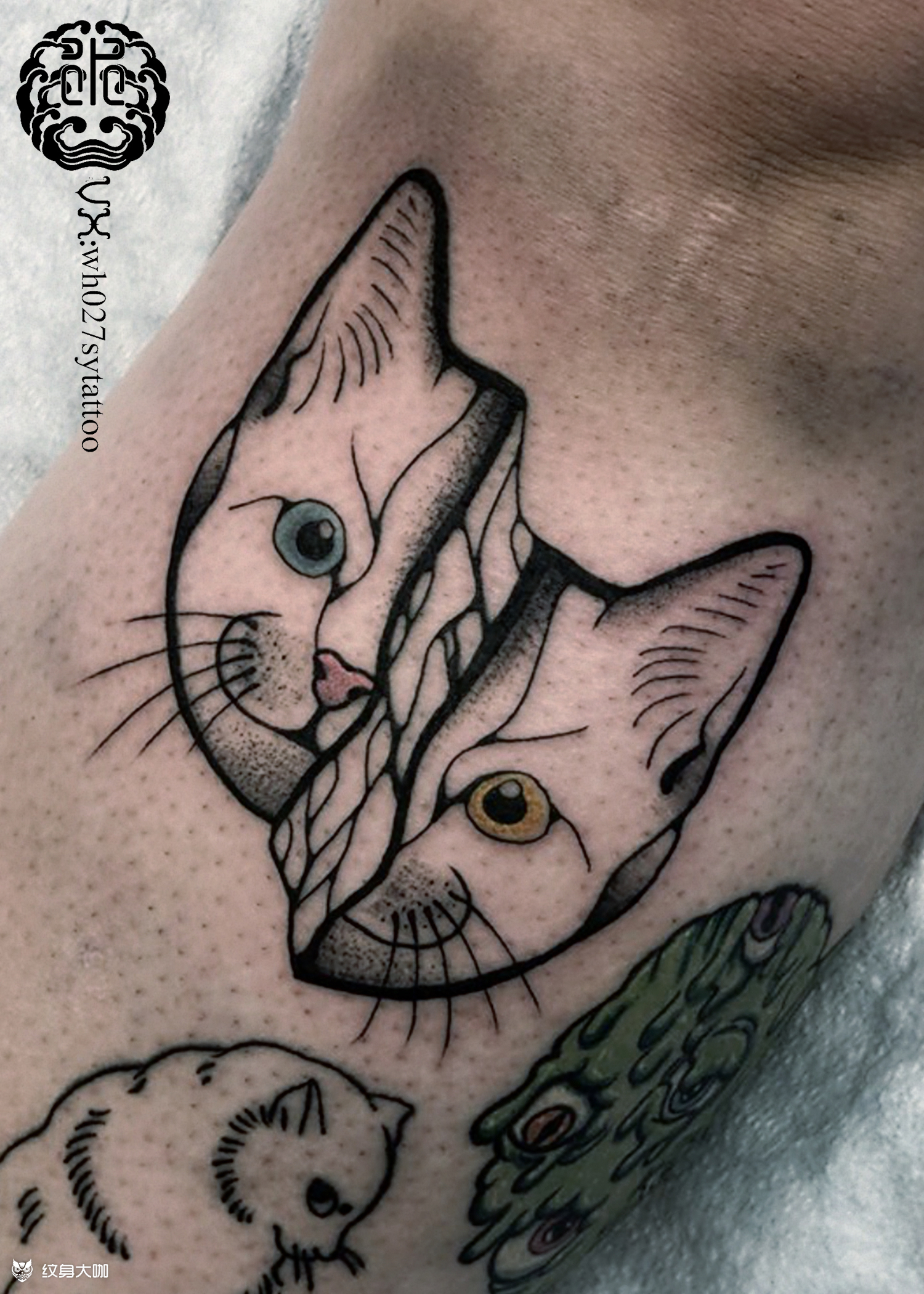 波斯猫_纹身图案手稿图片_水异的纹身作品集