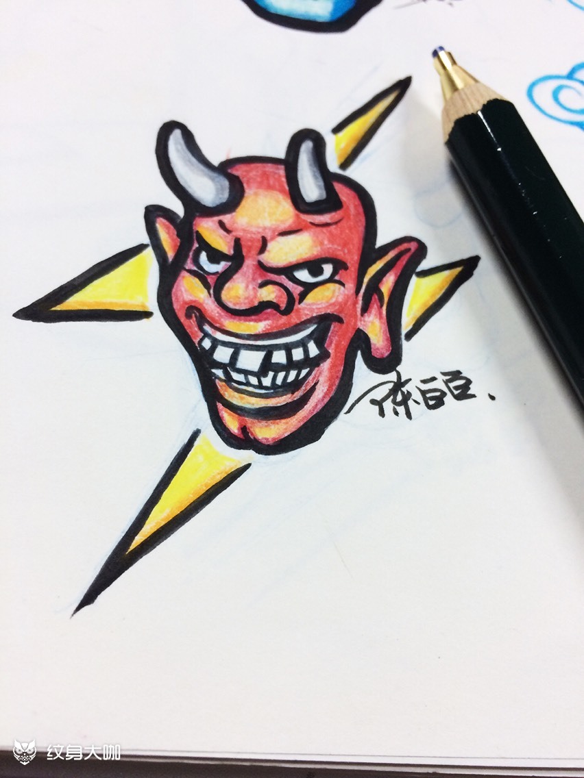 原创的newschool有点暗黑的,喜欢的可以约起～_纹身图案手稿图片_大