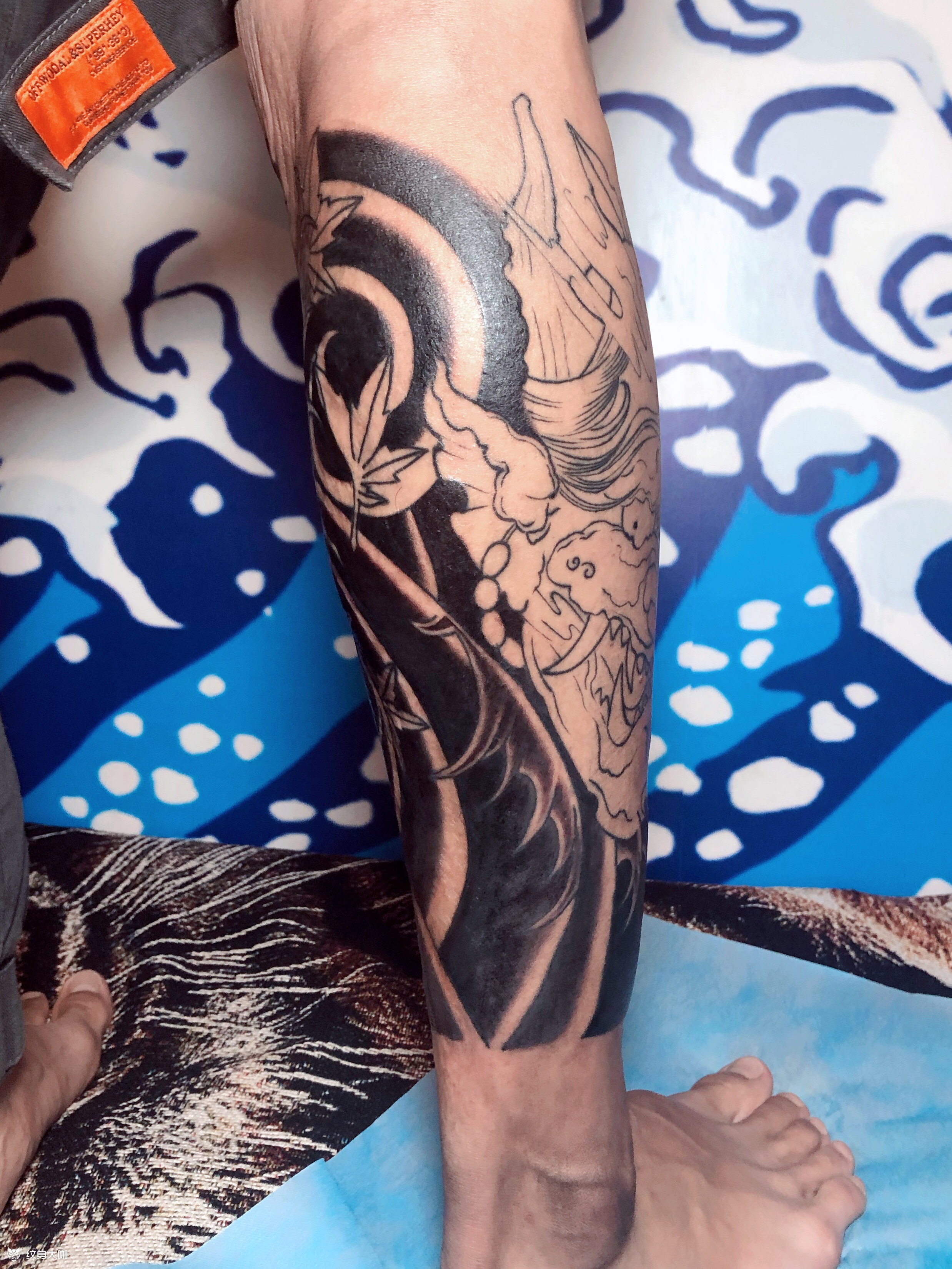 日式传统小腿_纹身图案手稿图片_罗克珊的纹身作品集