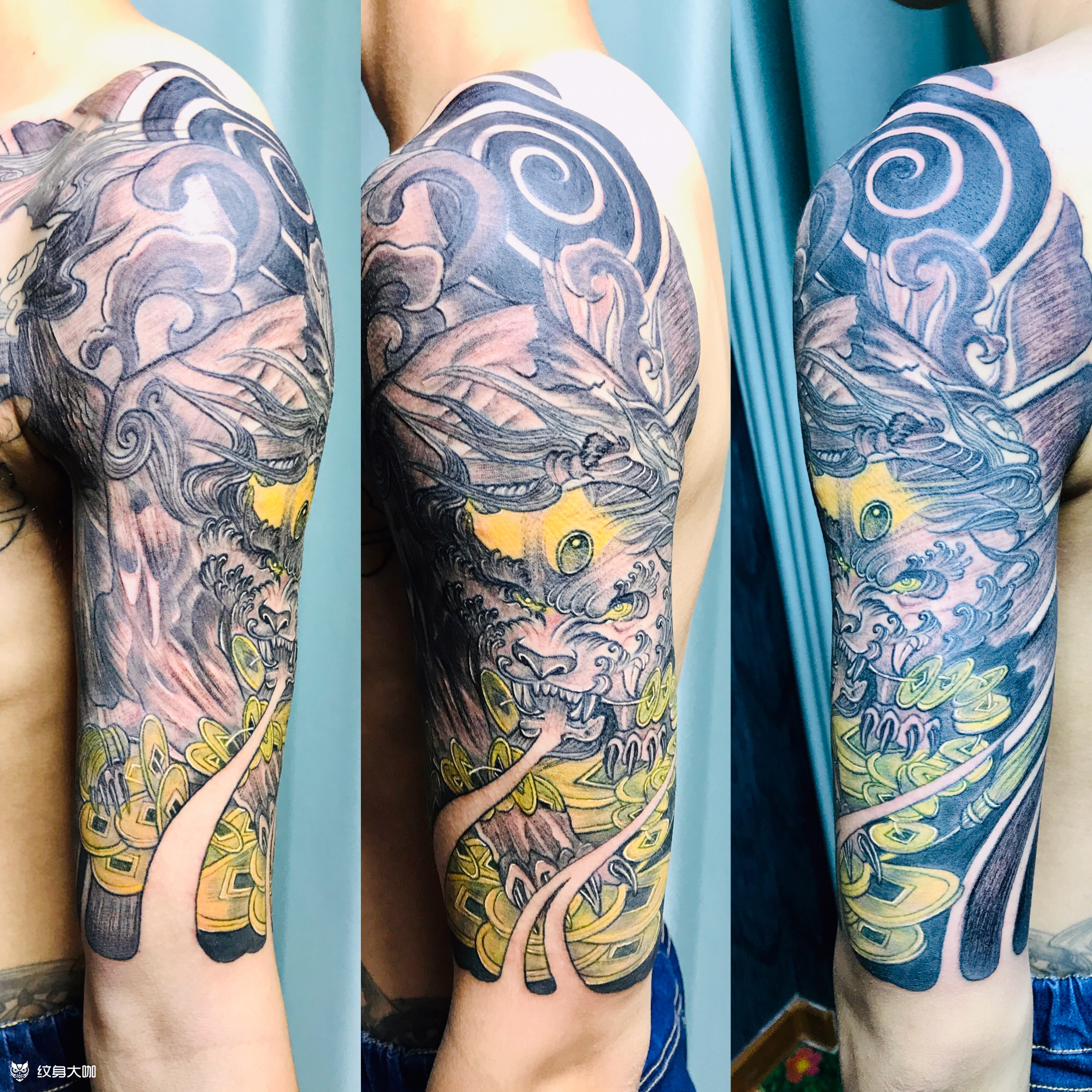 dl大臂貔貅打雾_纹身图案手稿图片_姜华山的纹身作品集