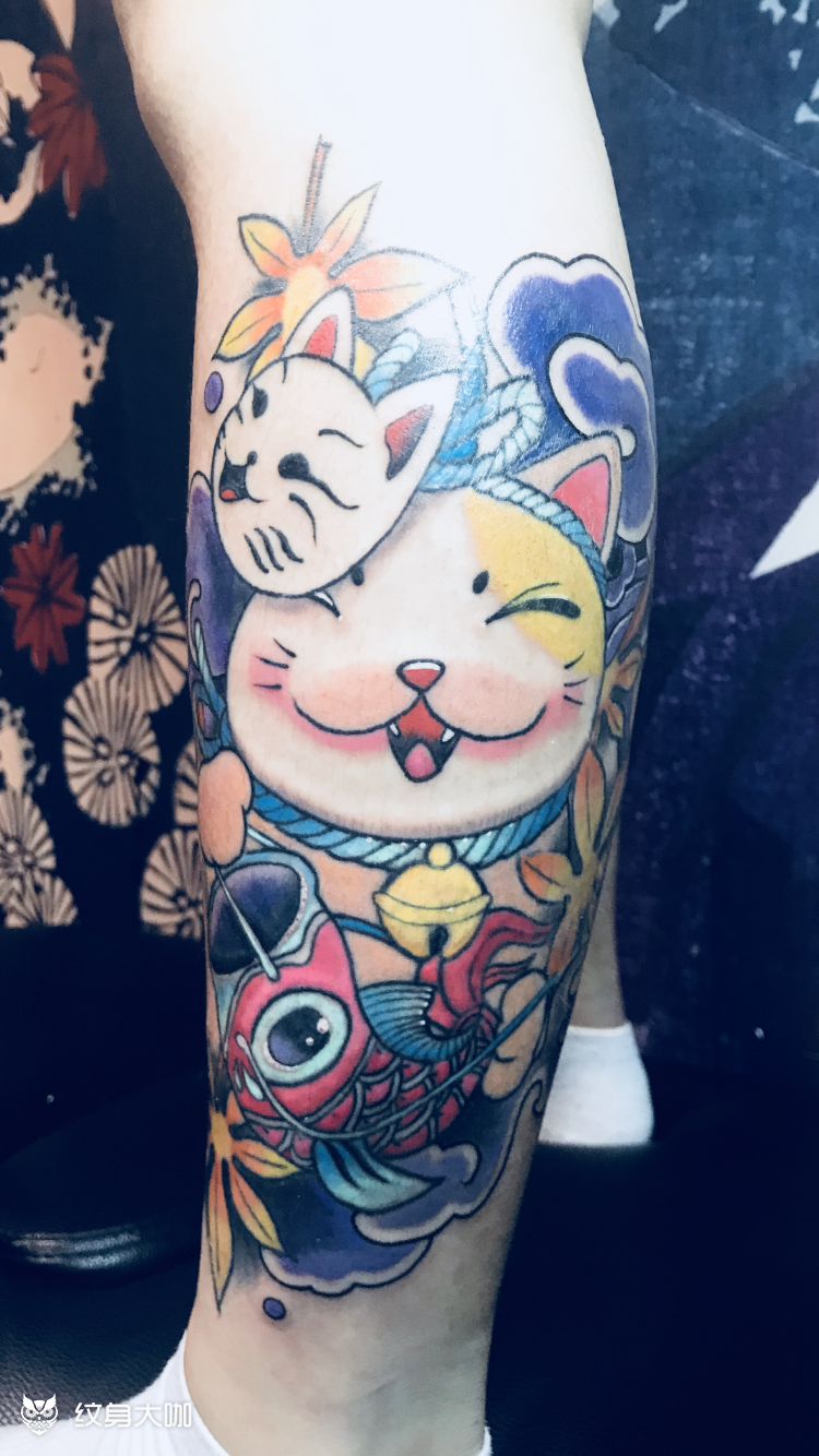 招财猫_纹身图案手稿图片_海豹07的纹身作品集