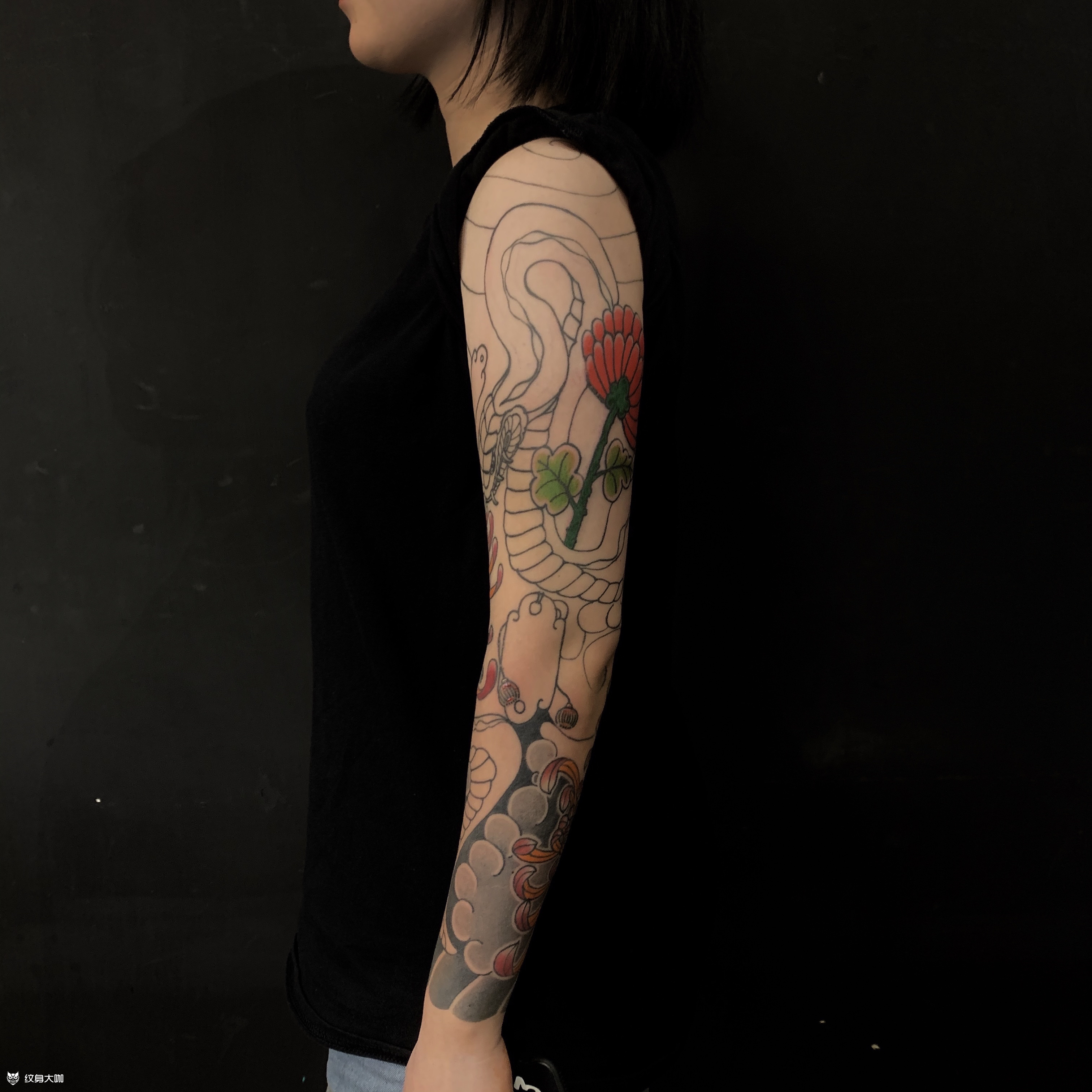 传统花臂上色未完待续