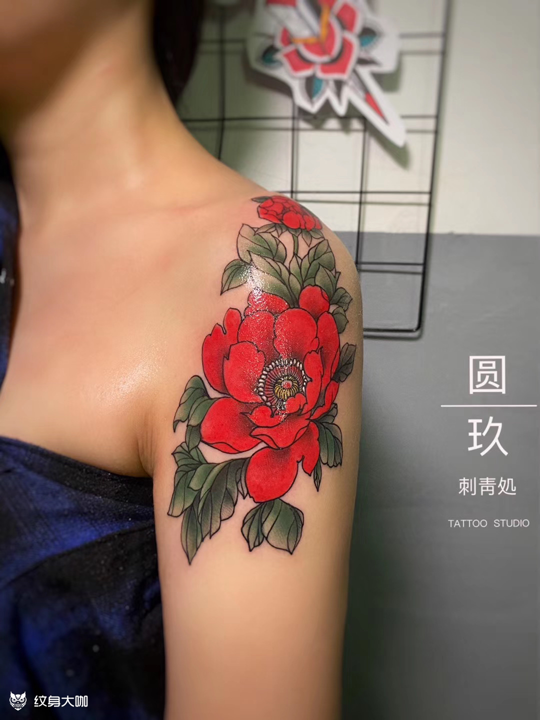 娇艳欲滴牡丹花_纹身图案手稿图片_圆玖-的纹身作品集