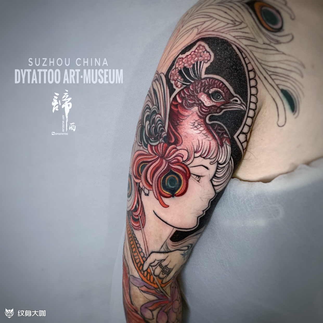 孔雀花臂_纹身图案手稿图片_佳佳的纹身作品集