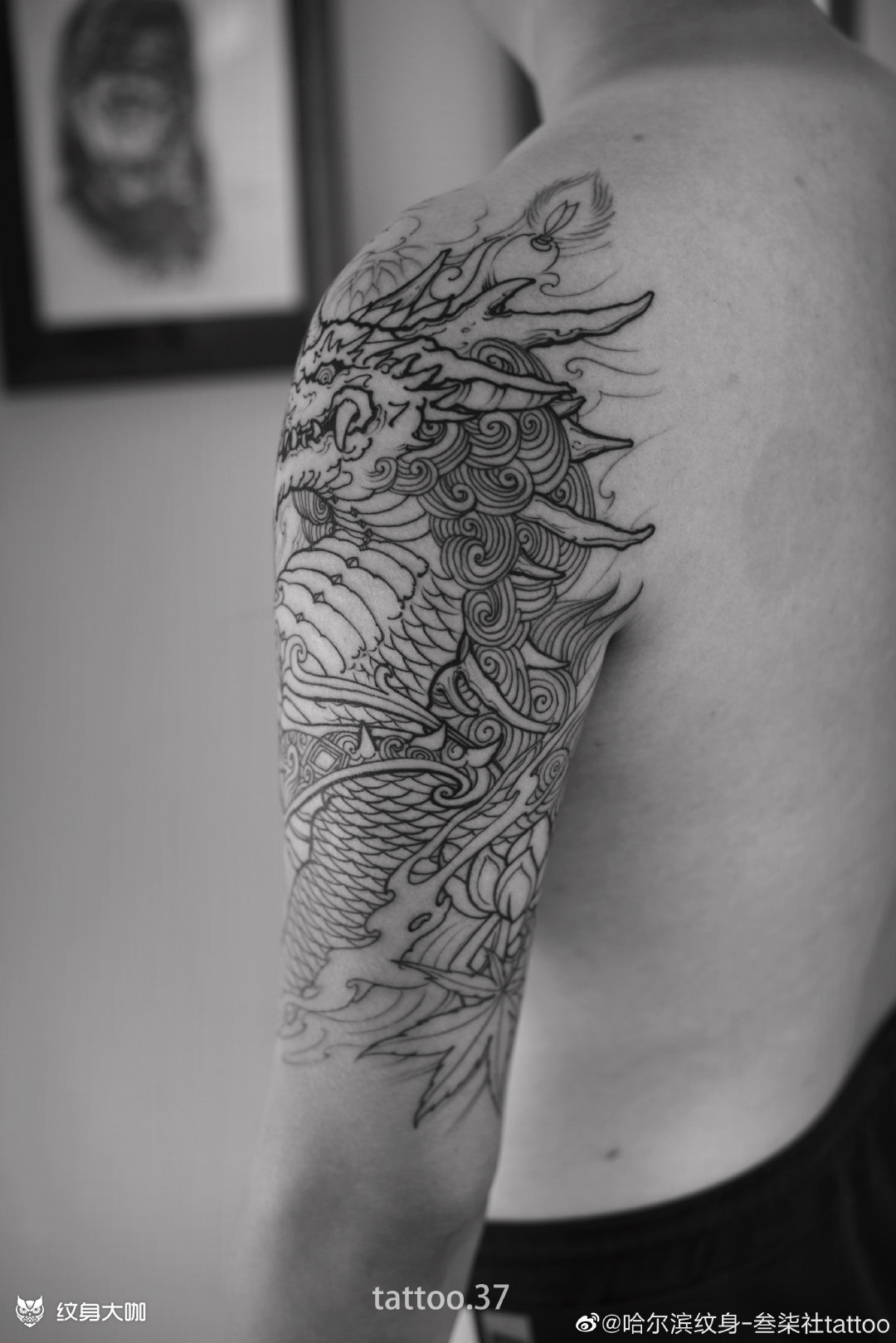 大臂麒麟心里的火永远不要灭,_纹身吧社区 - 纹身大咖