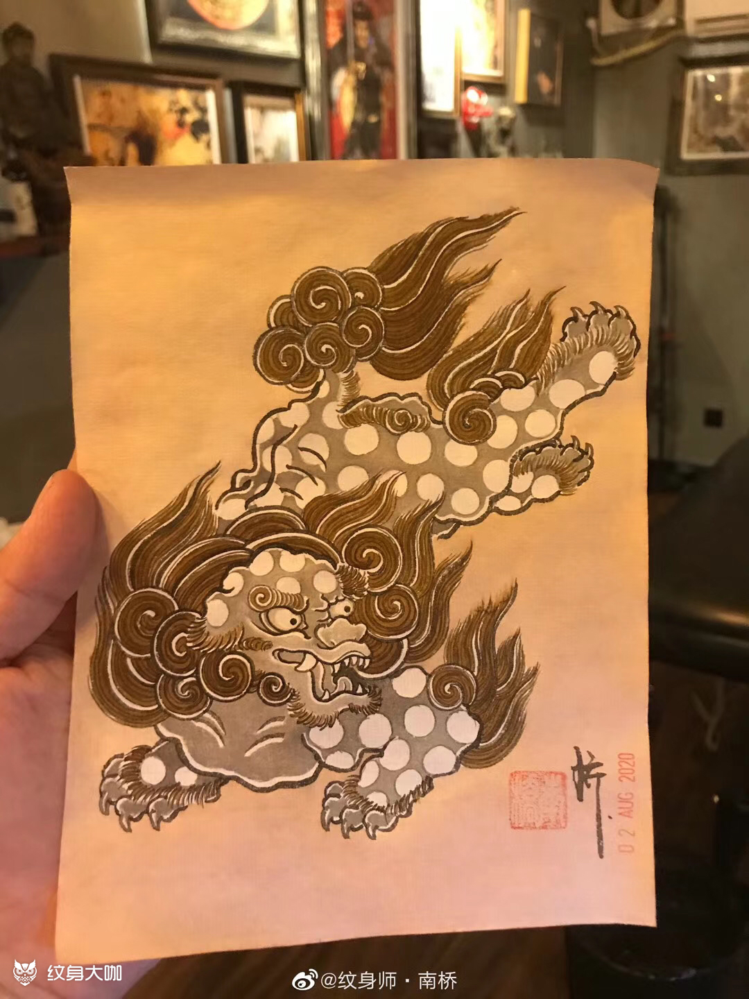 唐狮_纹身图案手稿图片_南桥的纹身作品集