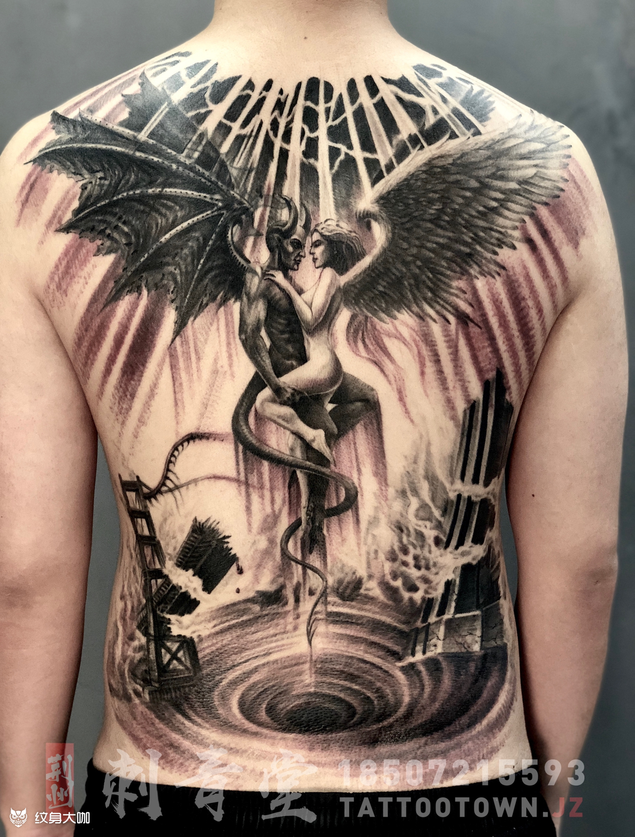 9515背 · 恶魔天使 ·遮盖_纹身图案手稿图片_宋光磊的纹身作品