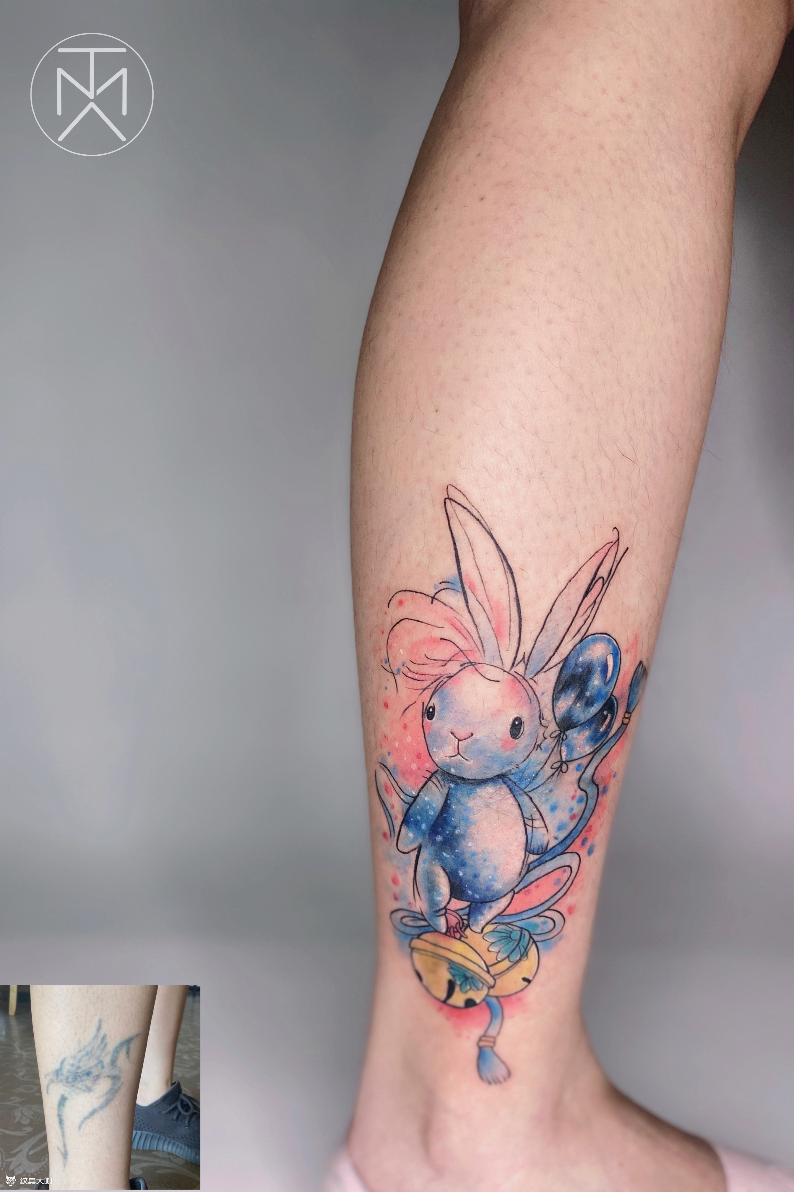 遮盖水彩小兔子_纹身图案手稿图片_司嘉的纹身作品集
