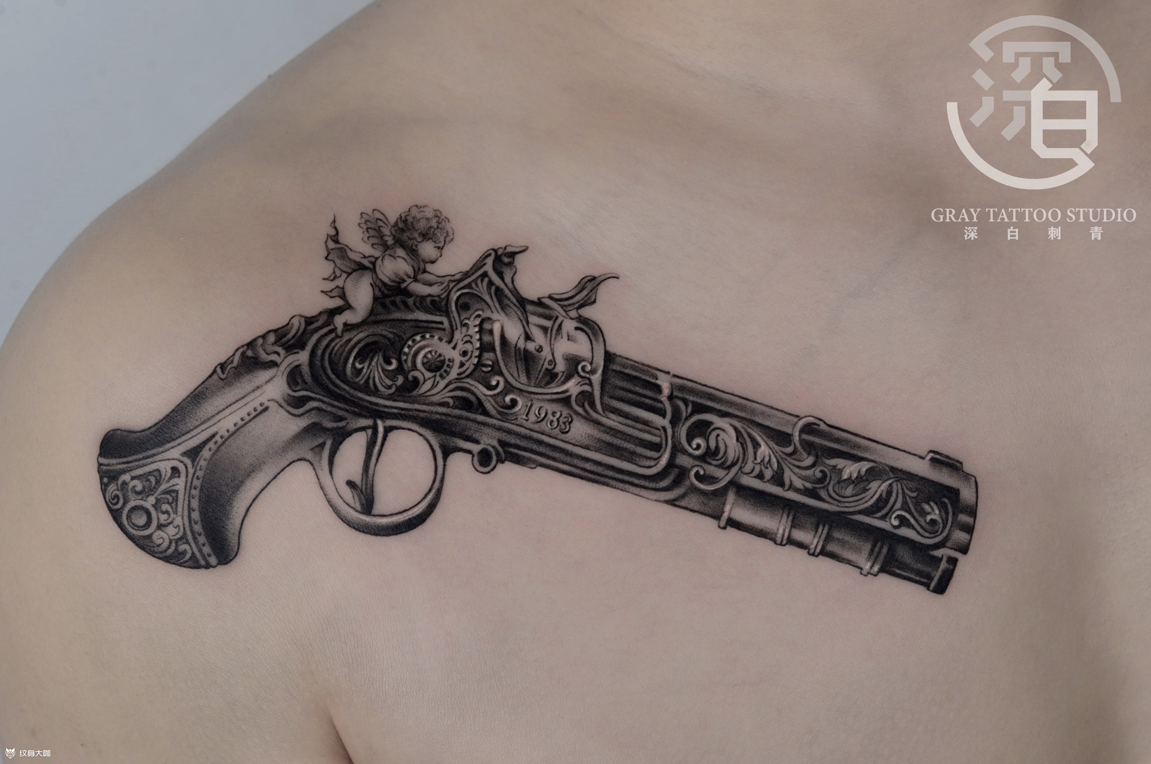 火枪_纹身图案手稿图片_镯镯的纹身作品集