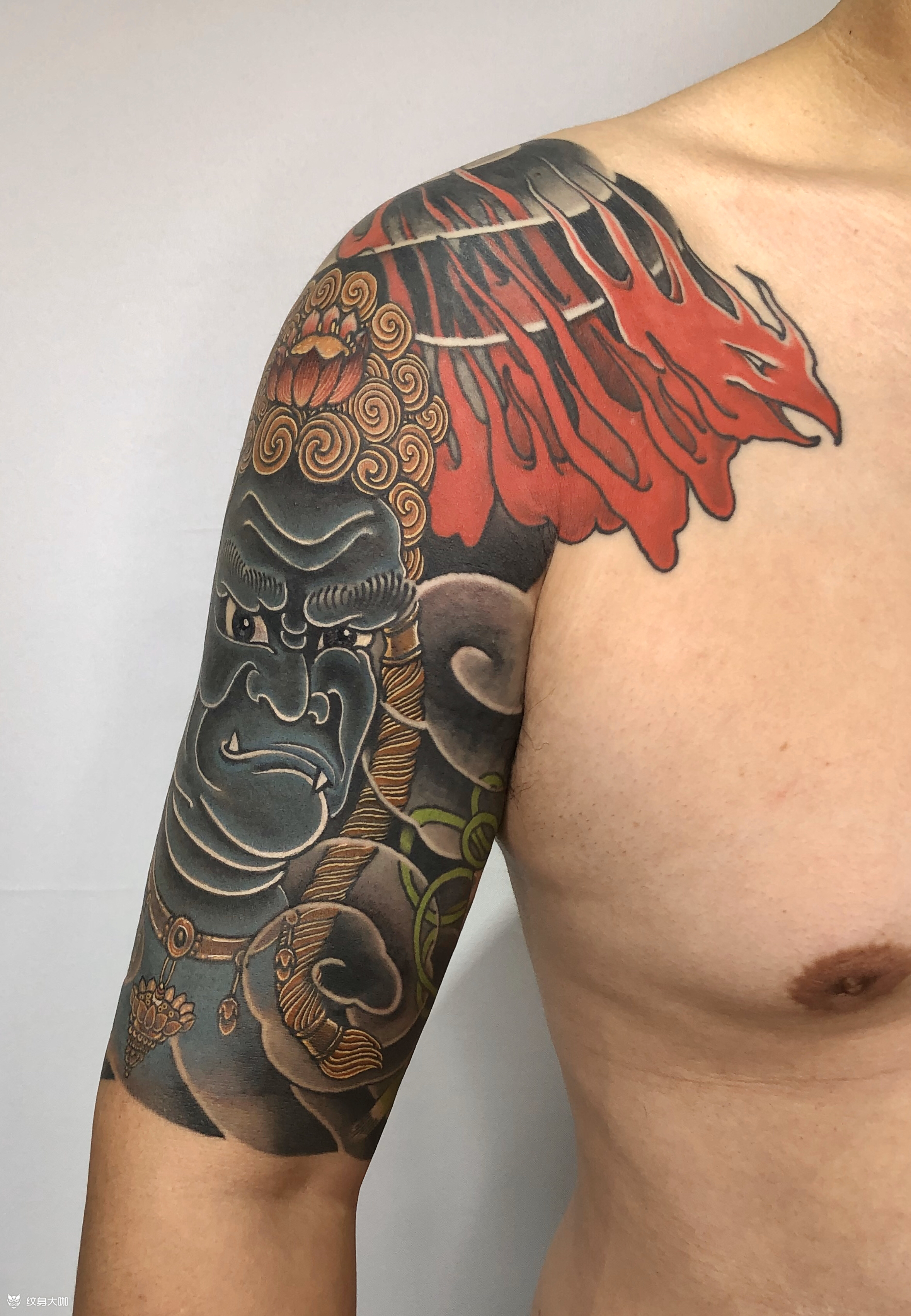 大臂不动明王完成_纹身图案手稿图片_墨麟雕的纹身作品集