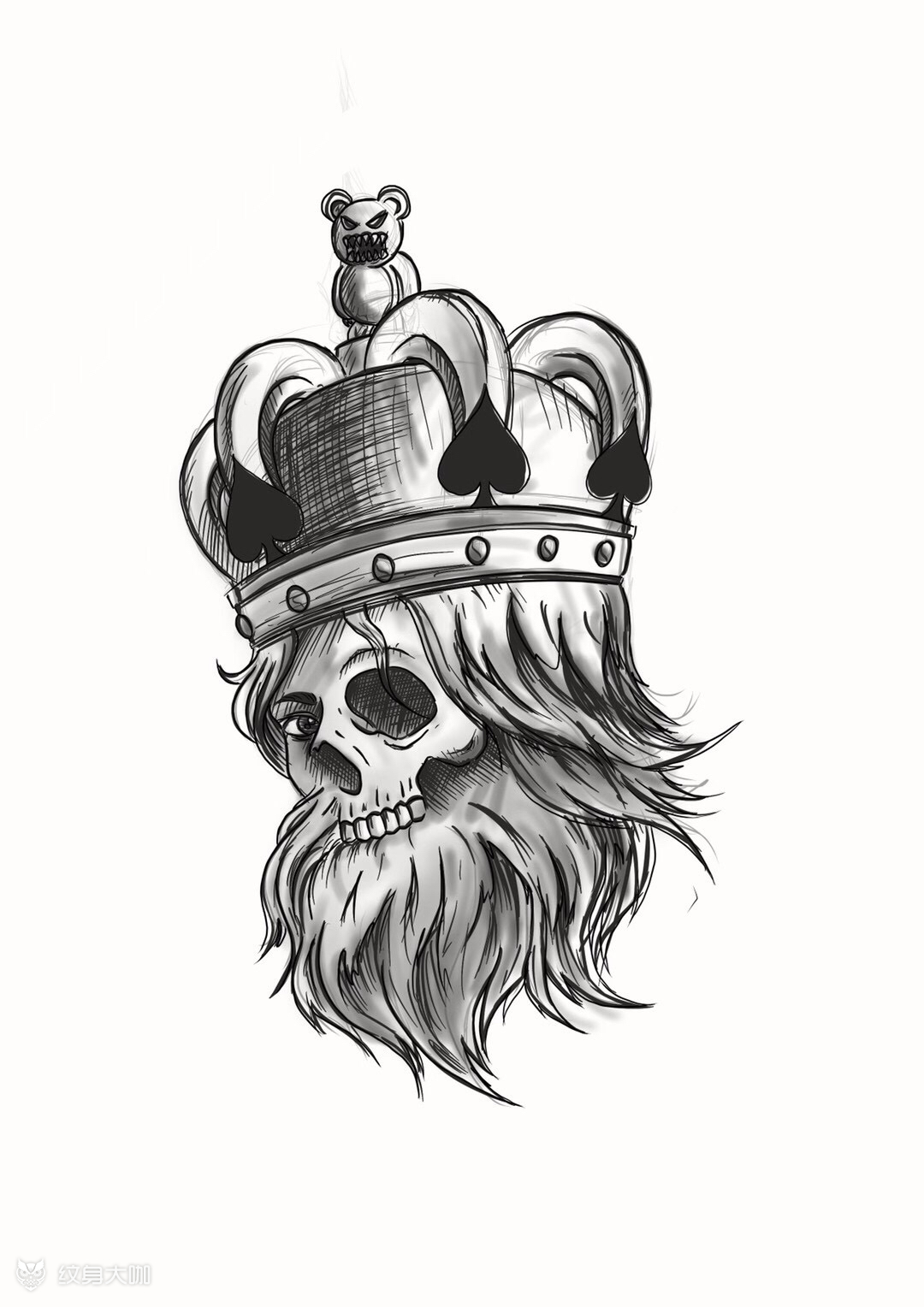 黑桃k_纹身图案手稿图片_涂鸦村支书的纹身作品集