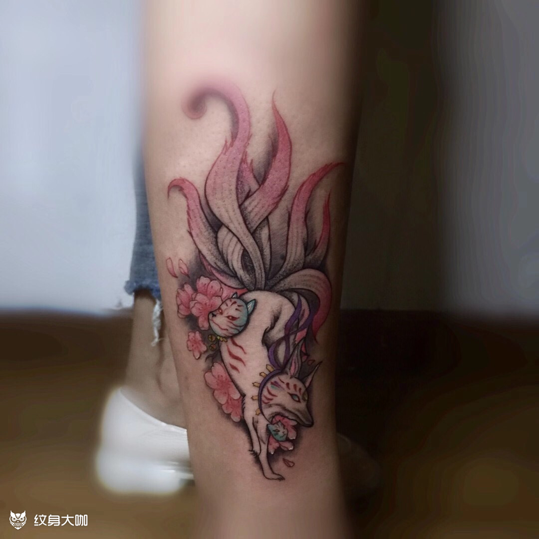 九尾狐_纹身图案手稿图片_49%的纹身作品集