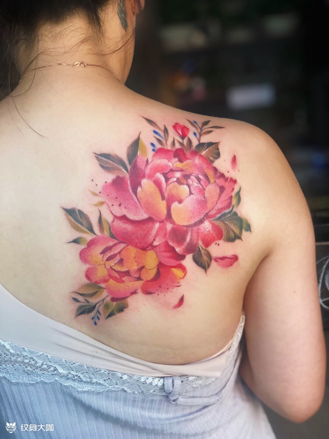 牡丹花 后背 肩甲骨_纹身吧社区 - 纹身大咖