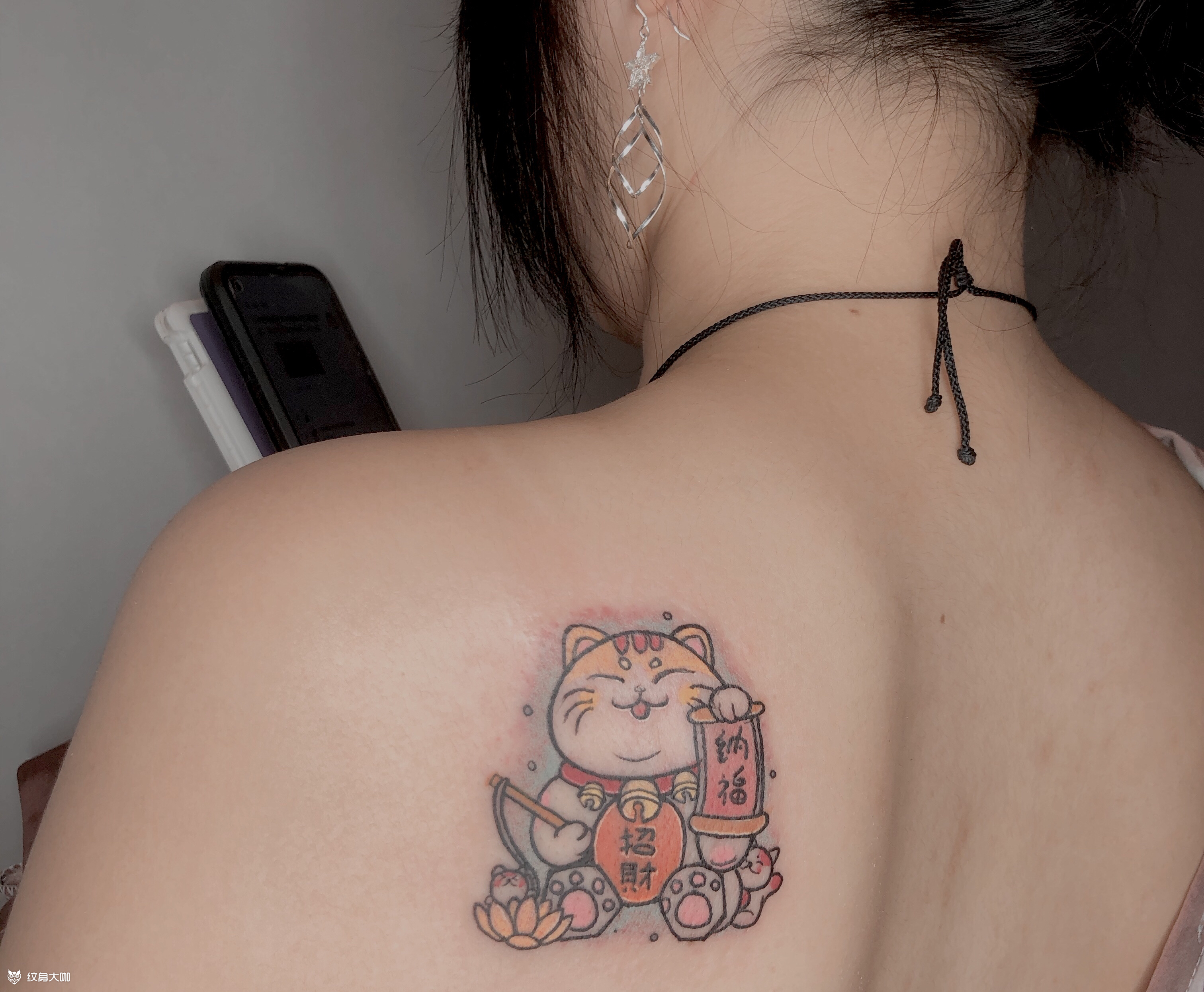 招财猫_纹身图案手稿图片_张晓虎的纹身作品集