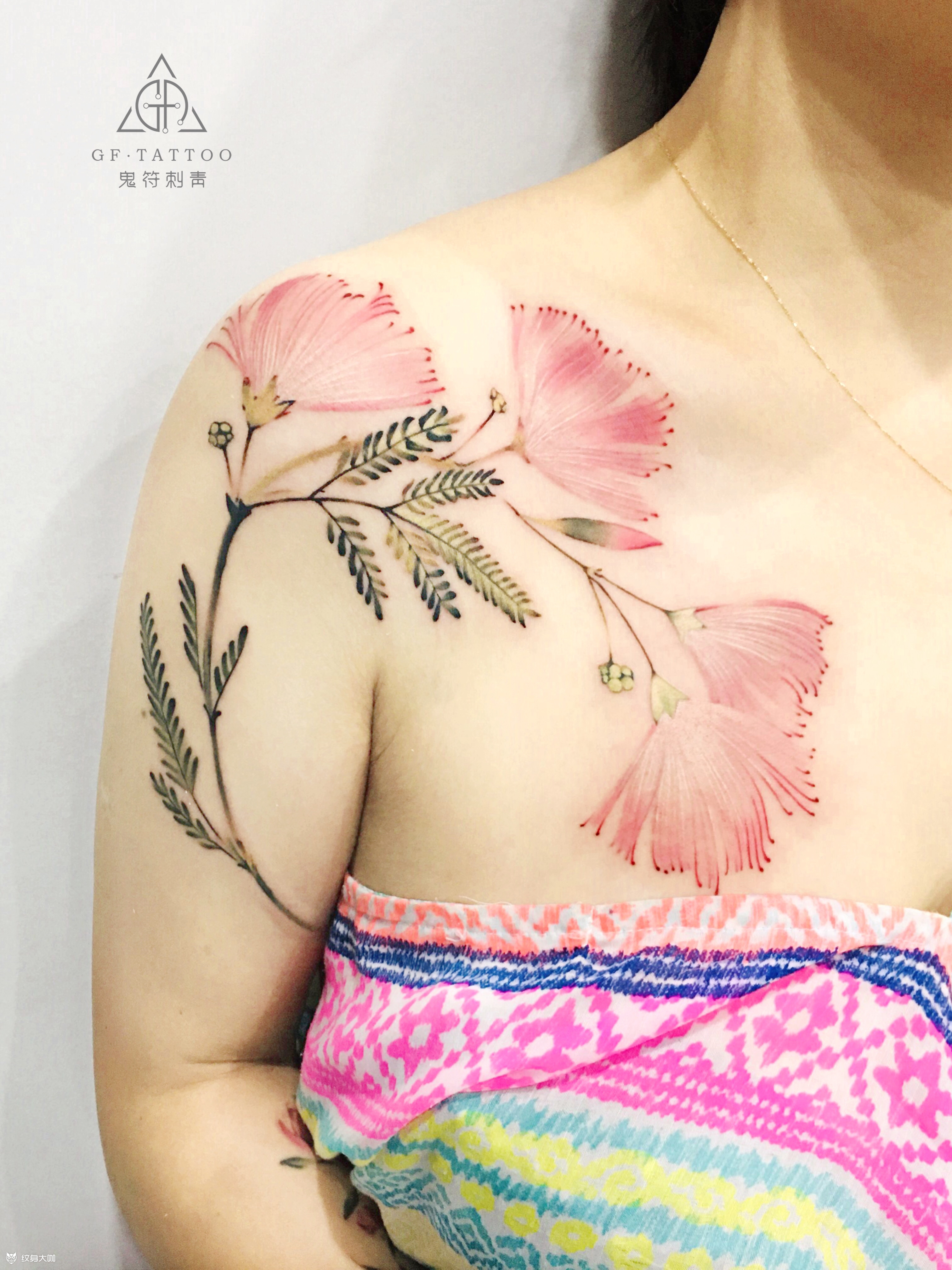 合欢花_纹身图案手稿图片_贺鹤云的纹身作品集