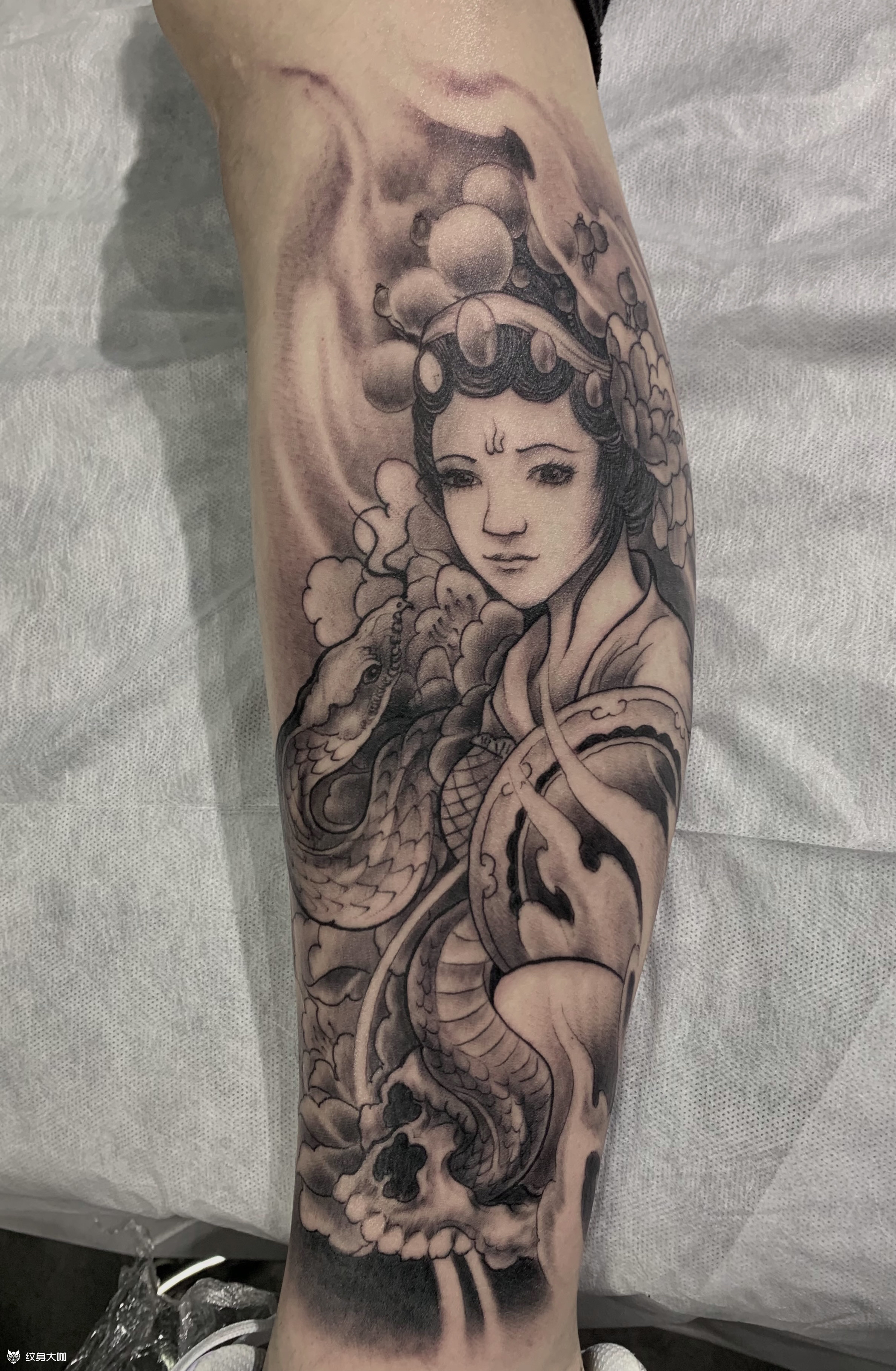 小腿花旦_纹身图案手稿图片_唐师傅的纹身作品集