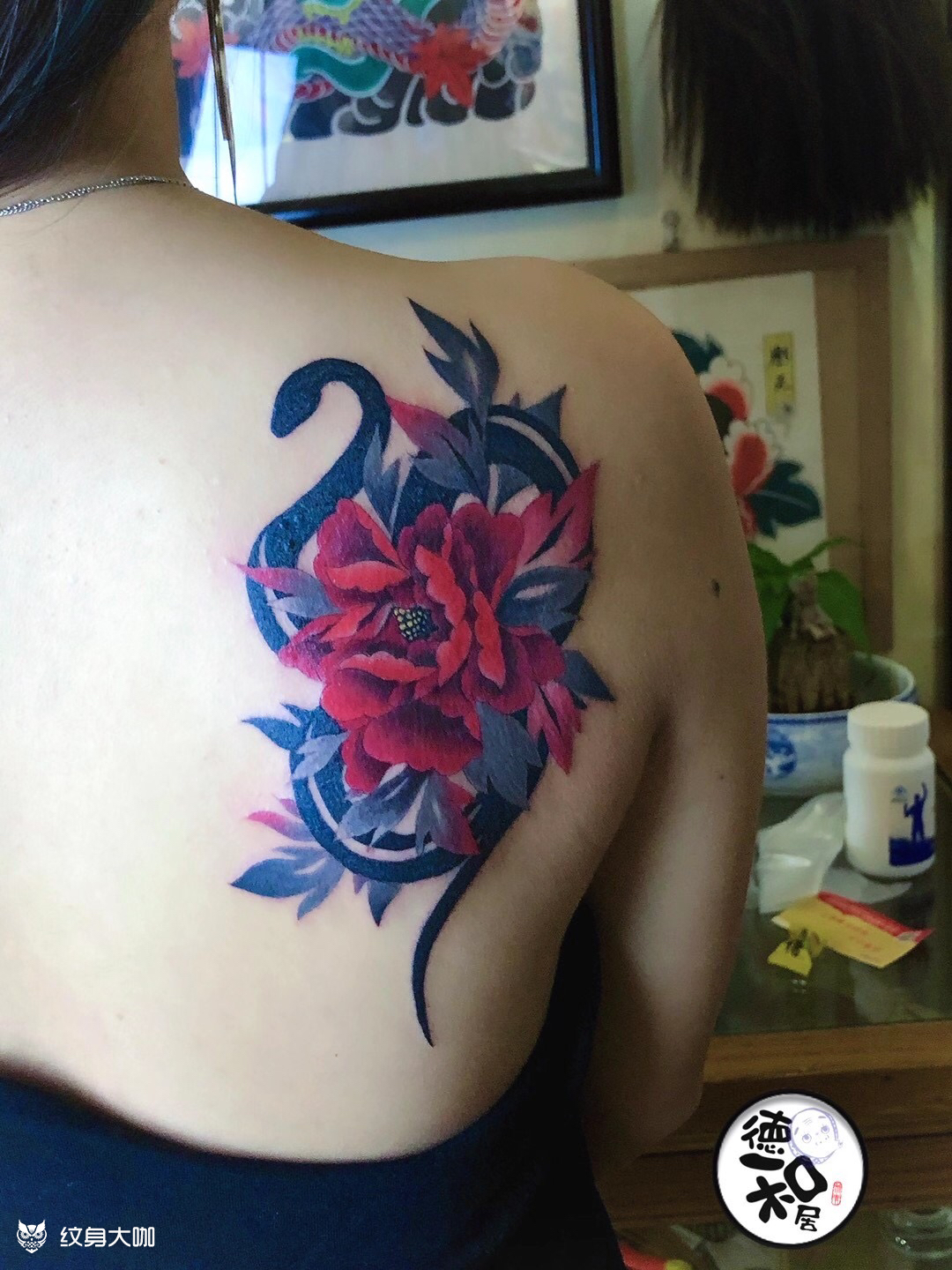 牡丹和蛇_纹身图案手稿图片_雕元的纹身作品集