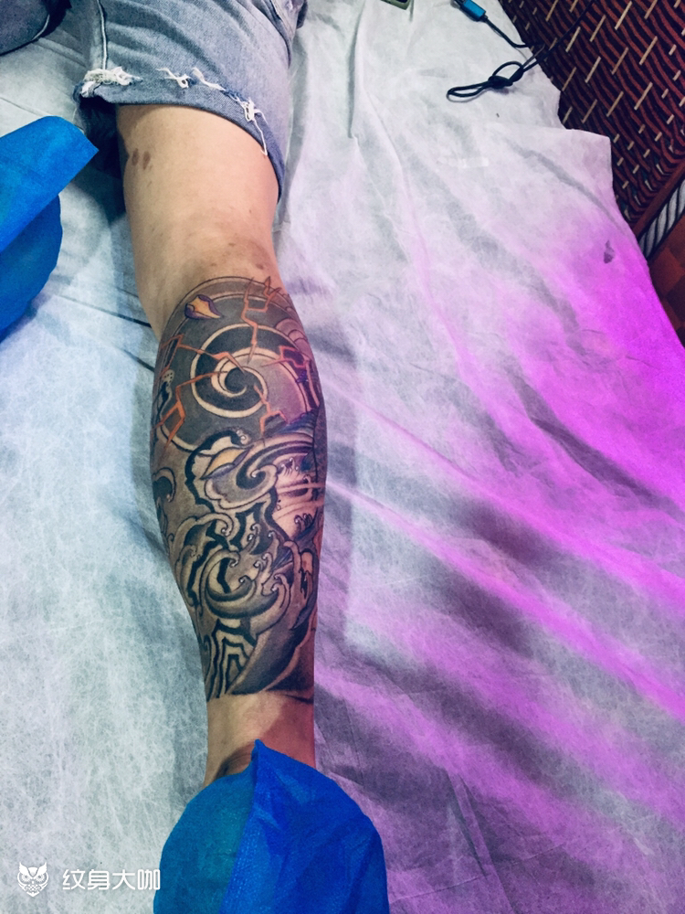 传统包小腿上彩色_纹身吧社区 - 纹身大咖
