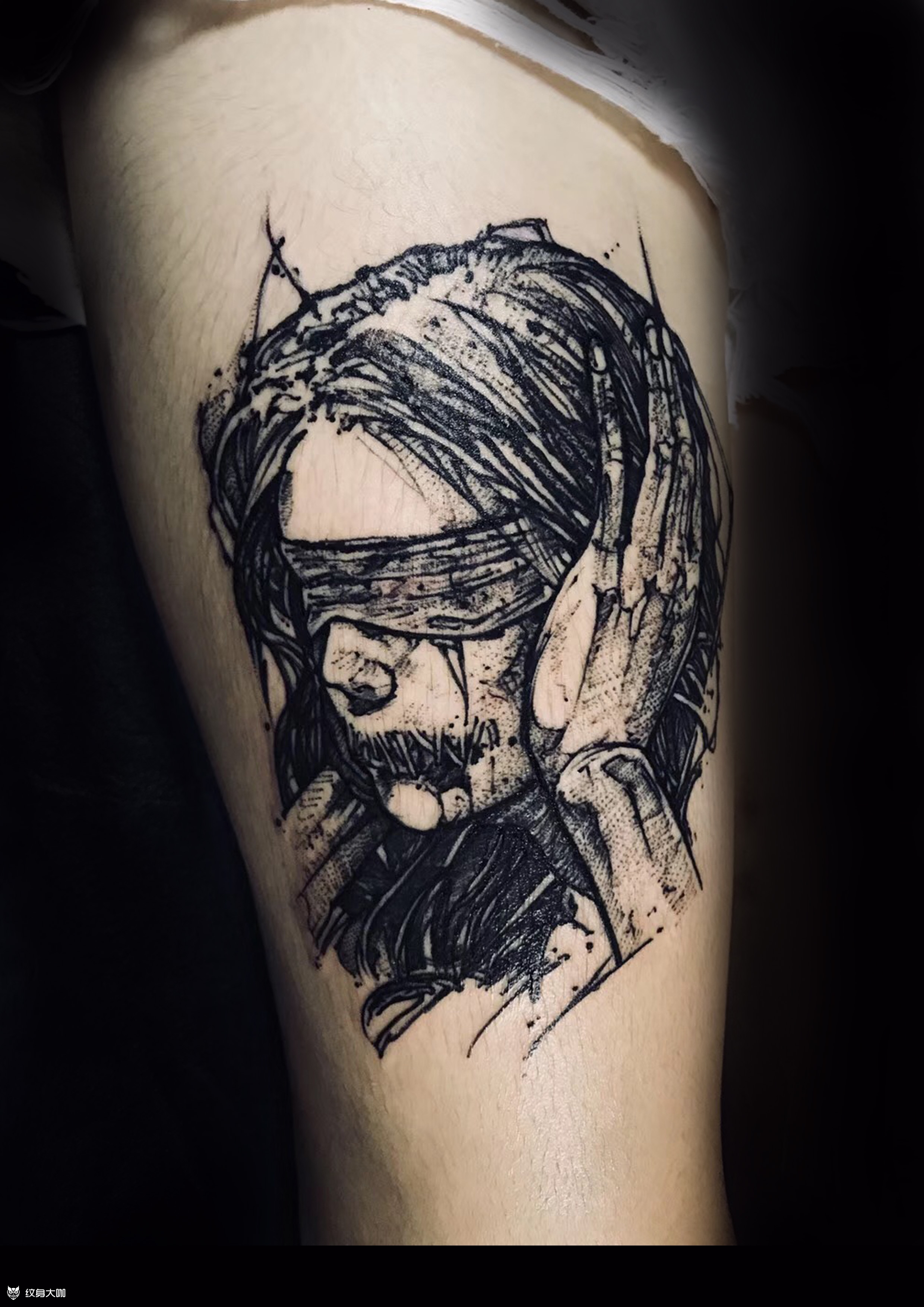 暗黑素描人像_纹身图案手稿图片_杰子的纹身作品集