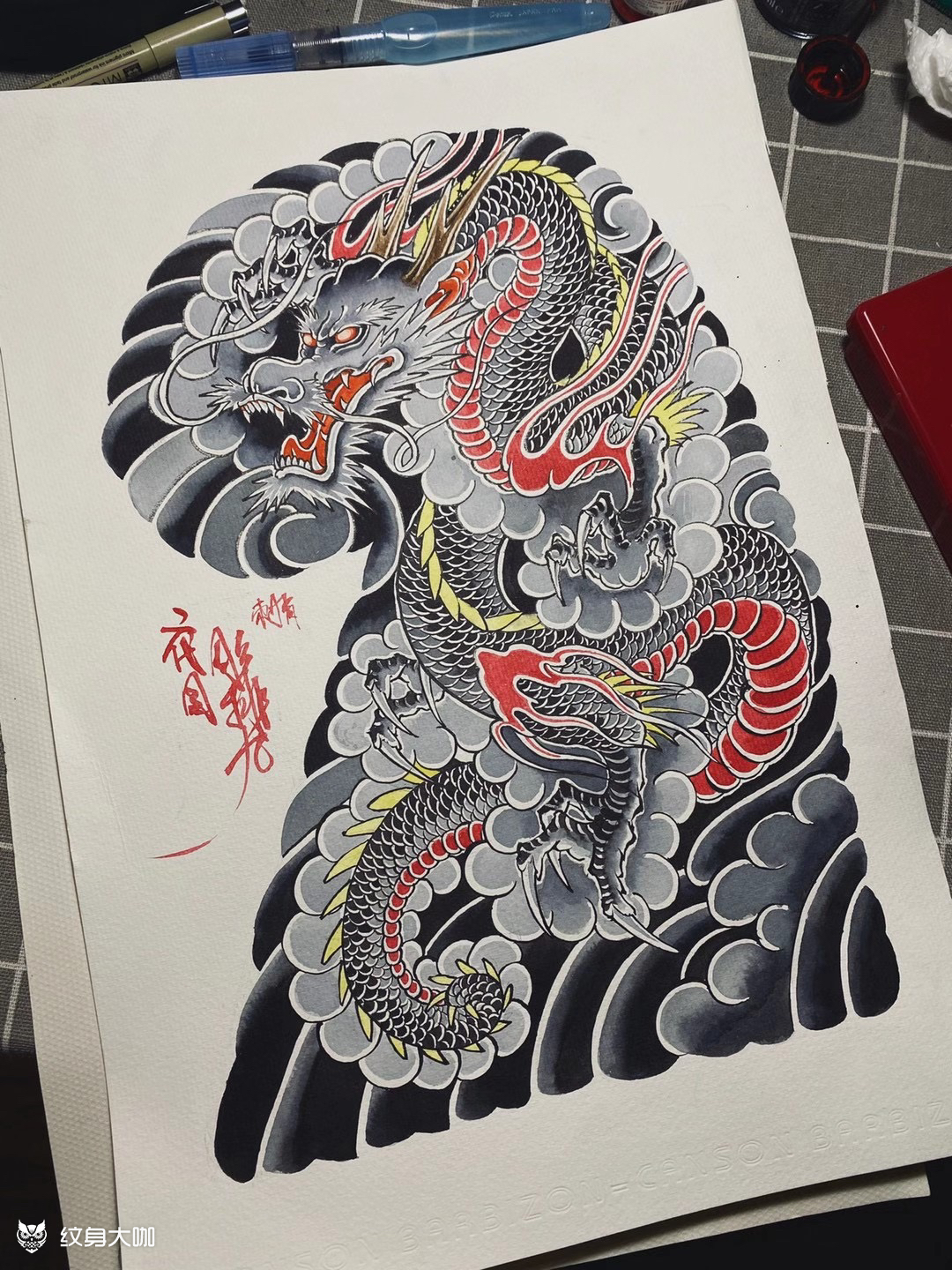 半甲龙有喜欢这款手稿的吗喜_纹身吧社区 - 纹身大咖