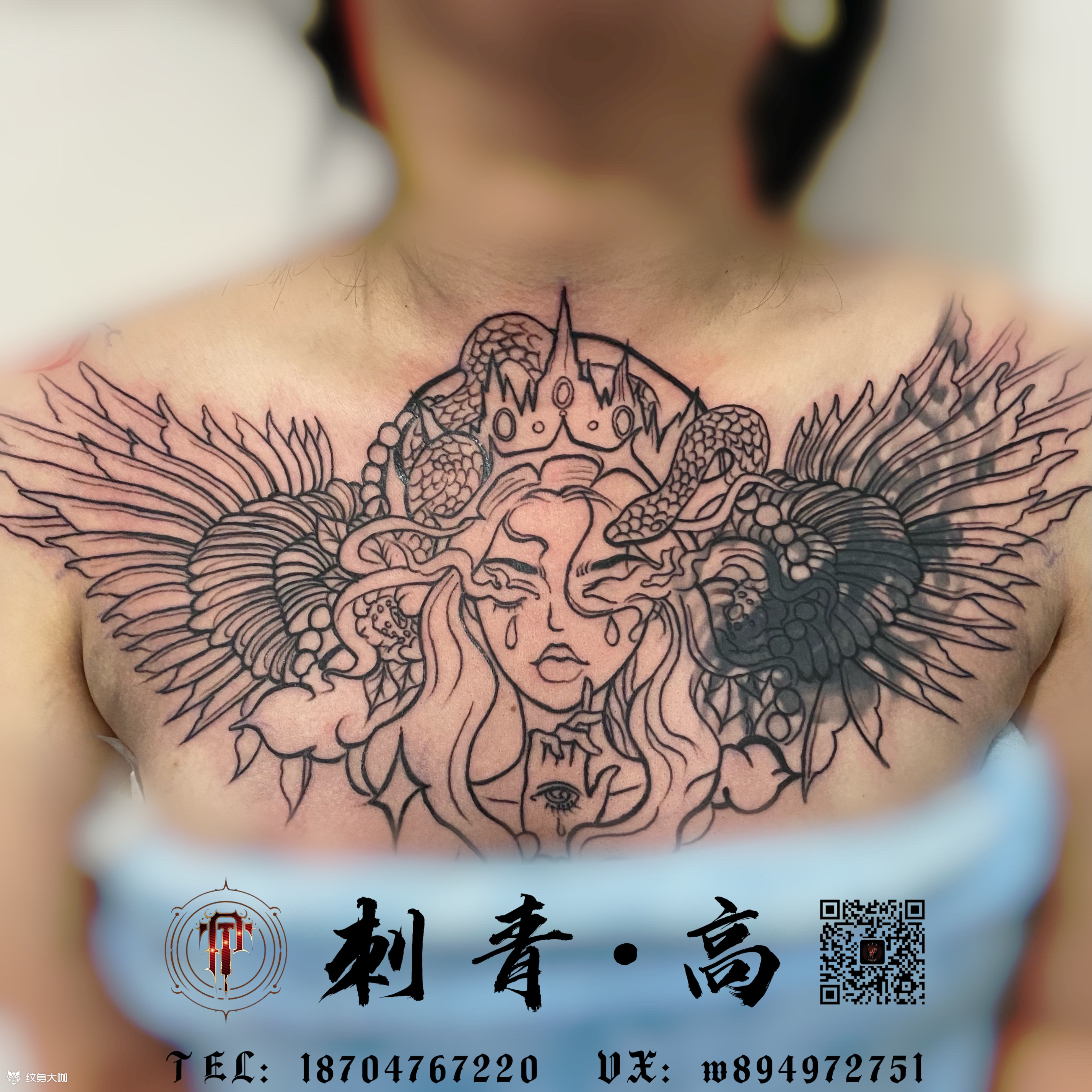 美杜莎遮盖_纹身图案手稿图片_高家奇的纹身作品集