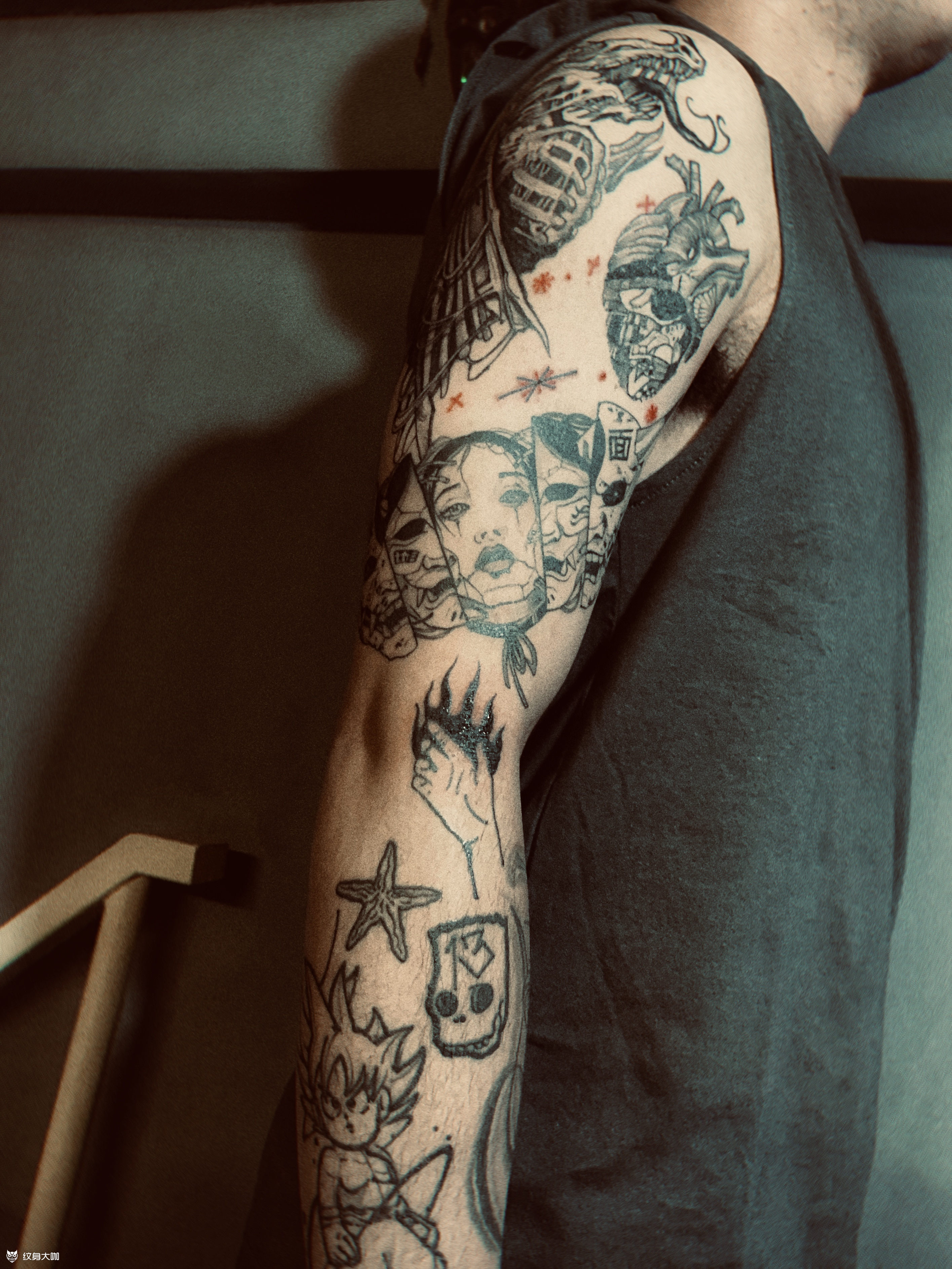 暗黑花臂_纹身图案手稿图片_朱辉俊的纹身作品集