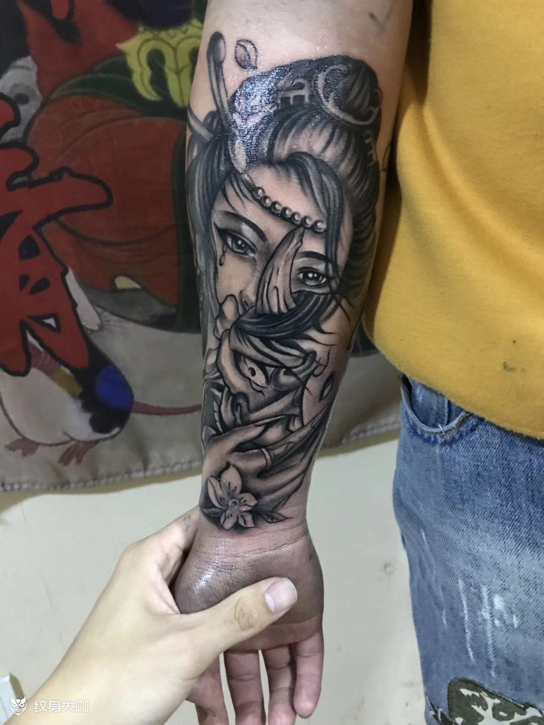 落泪艺妓_纹身图案手稿图片_高鑫的纹身作品集