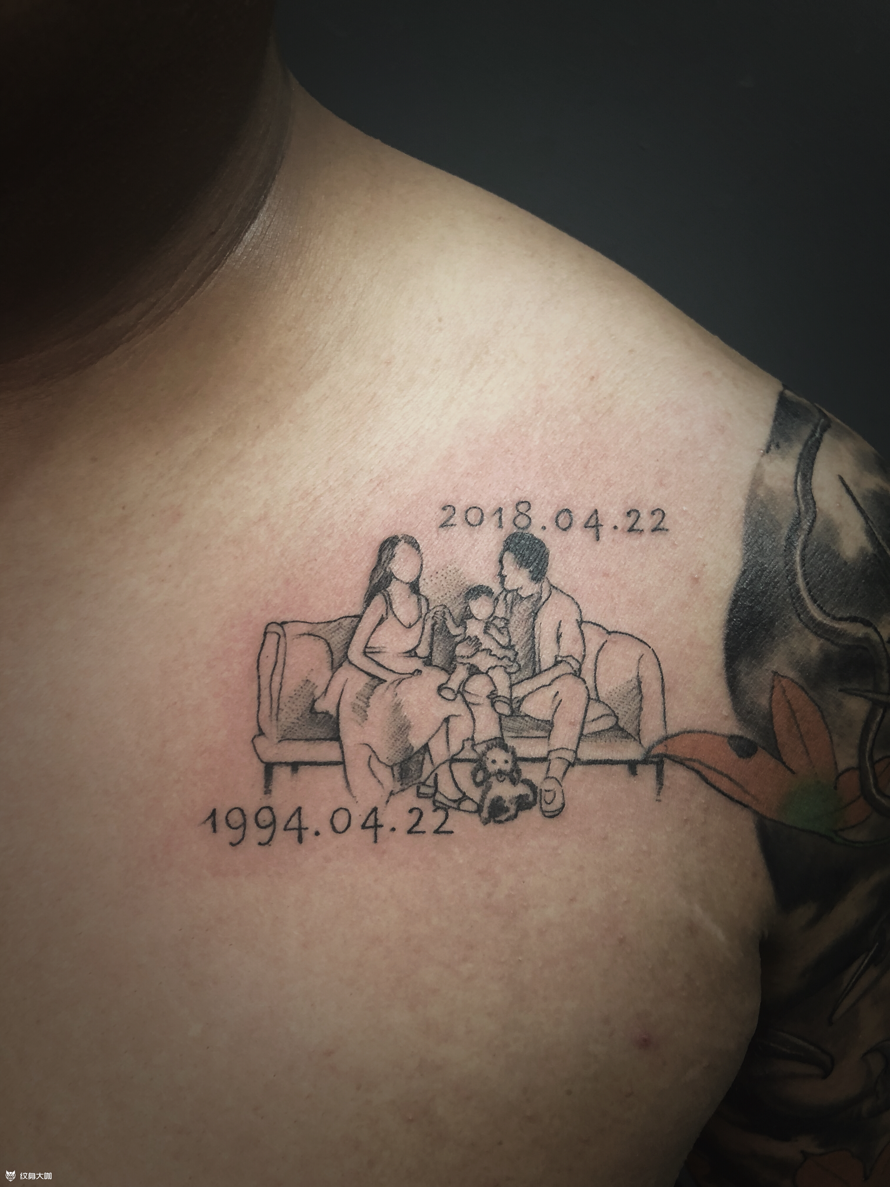 全家福_纹身图案手稿图片_张杨的纹身作品集