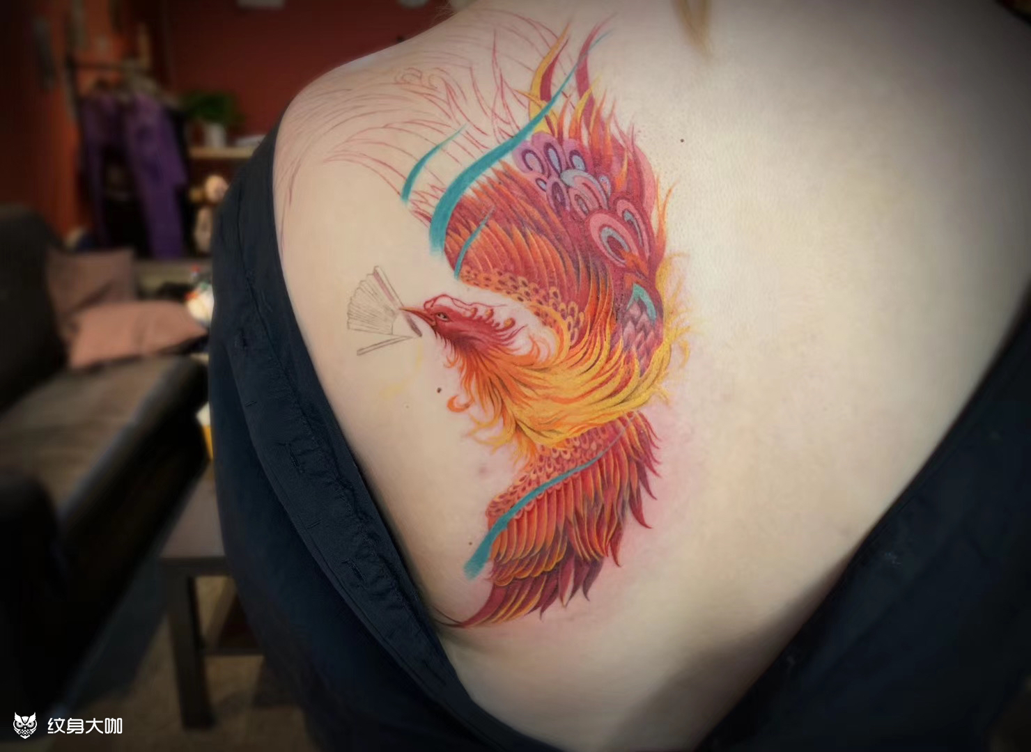 小清新凤凰_纹身图案手稿图片_李白的纹身作品集