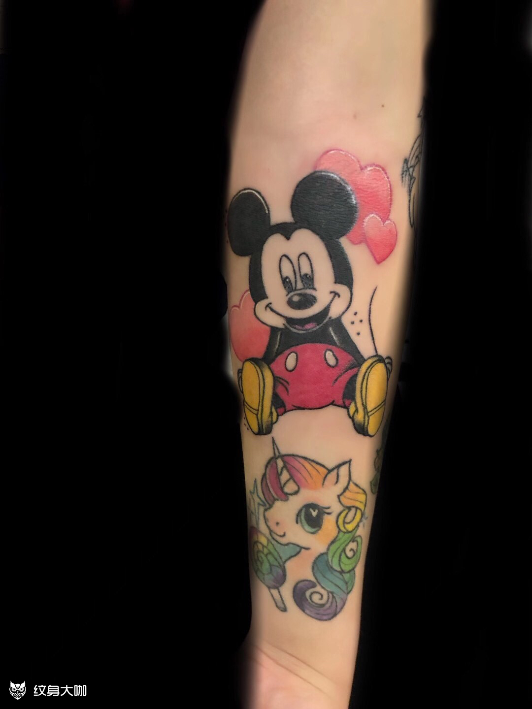 米奇卡通拼接花臂_纹身吧社区 - 纹身大咖