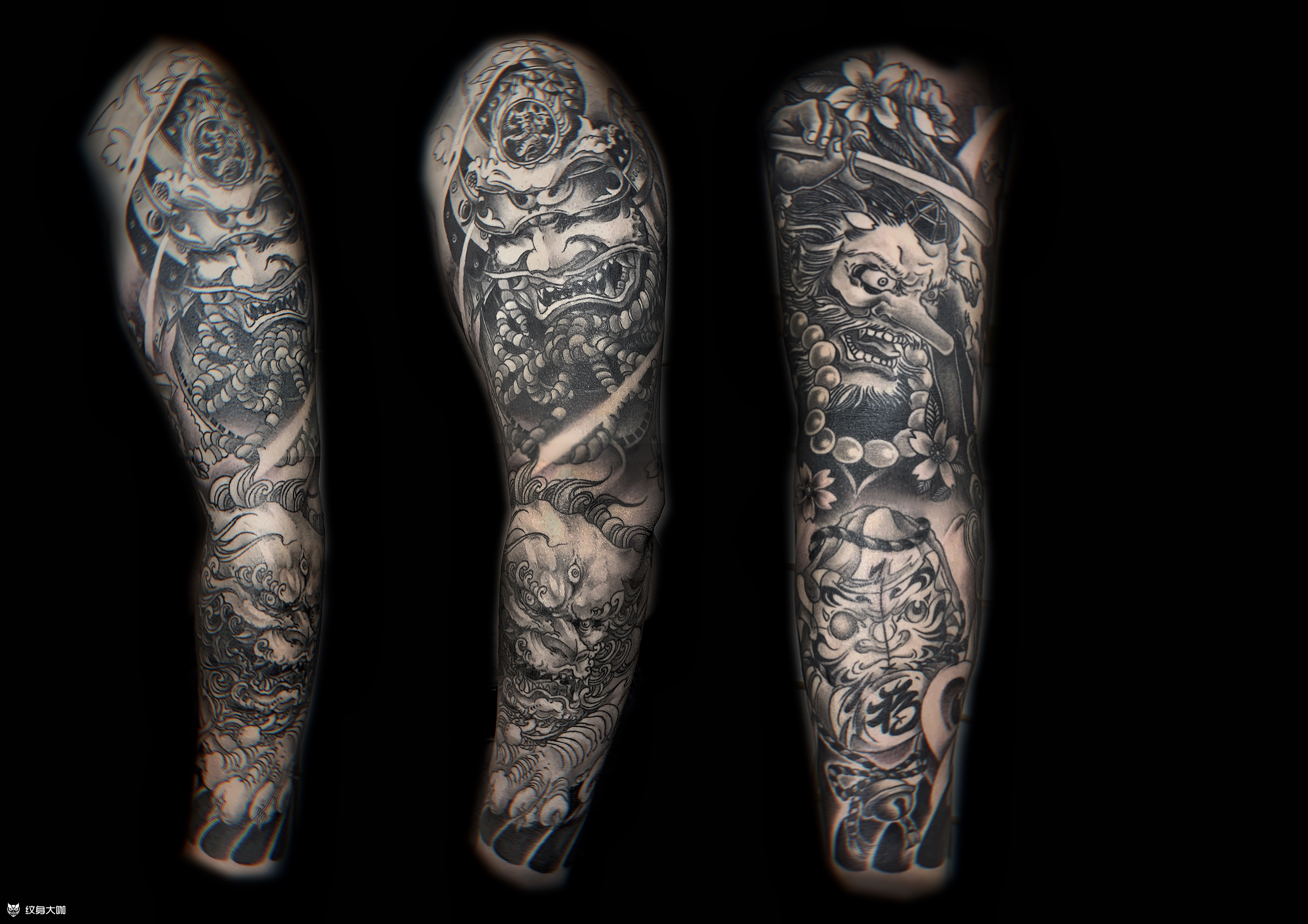 唐狮天狗小达摩_纹身图案手稿图片_紫硕的纹身作品集