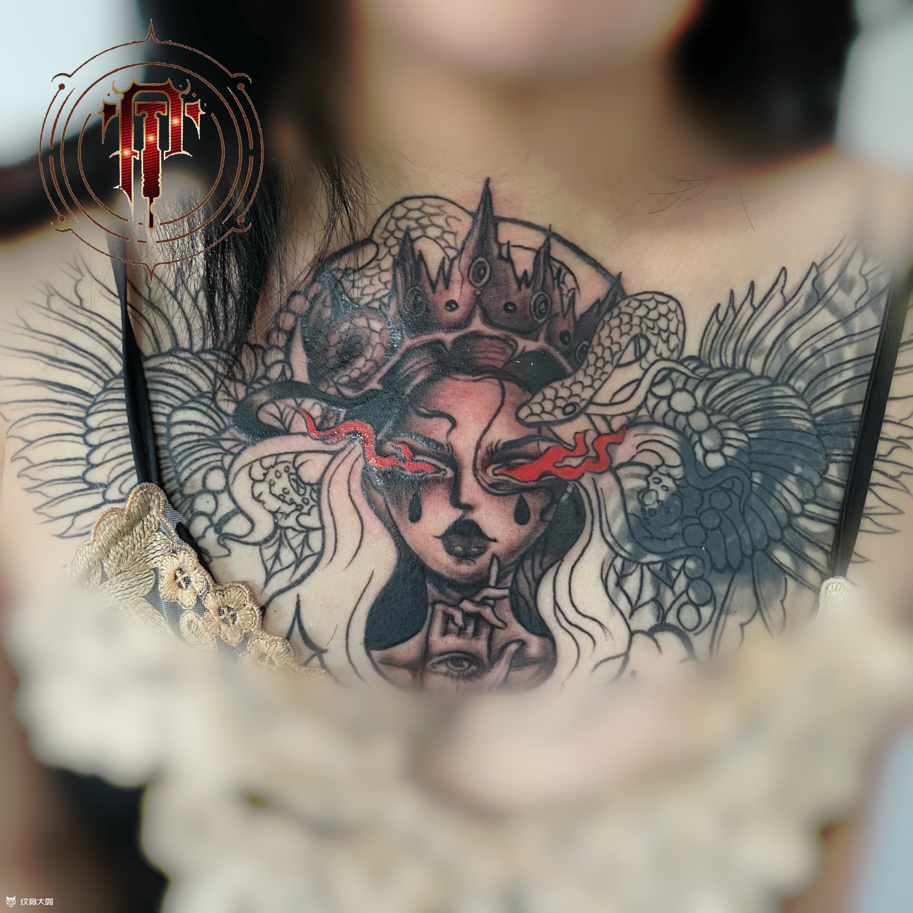 美杜莎遮盖_纹身图案手稿图片_高家奇的纹身作品集