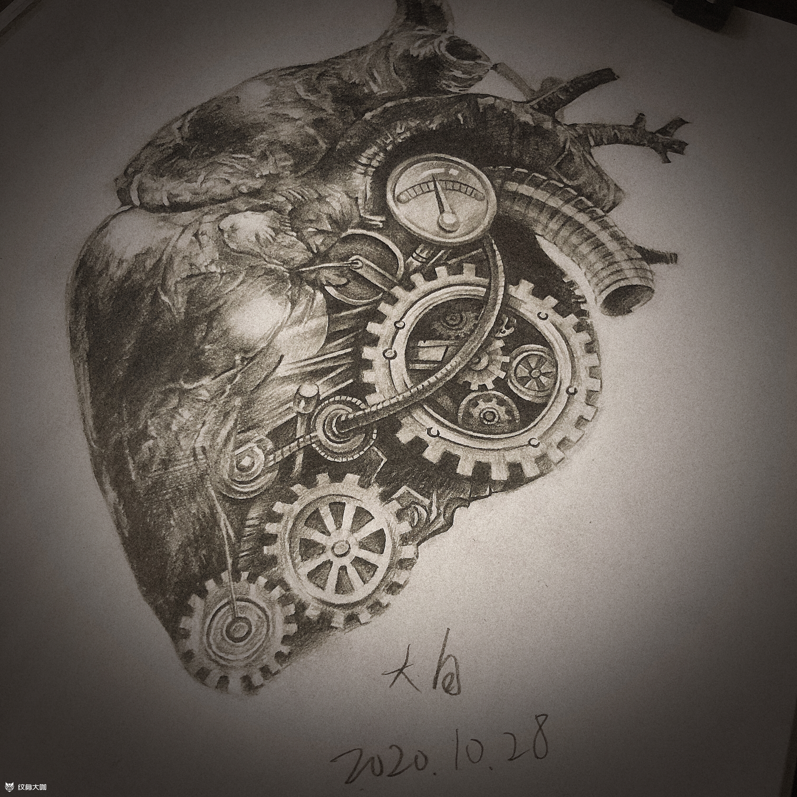 机械.心脏_纹身图案手稿图片_白强的纹身作品集