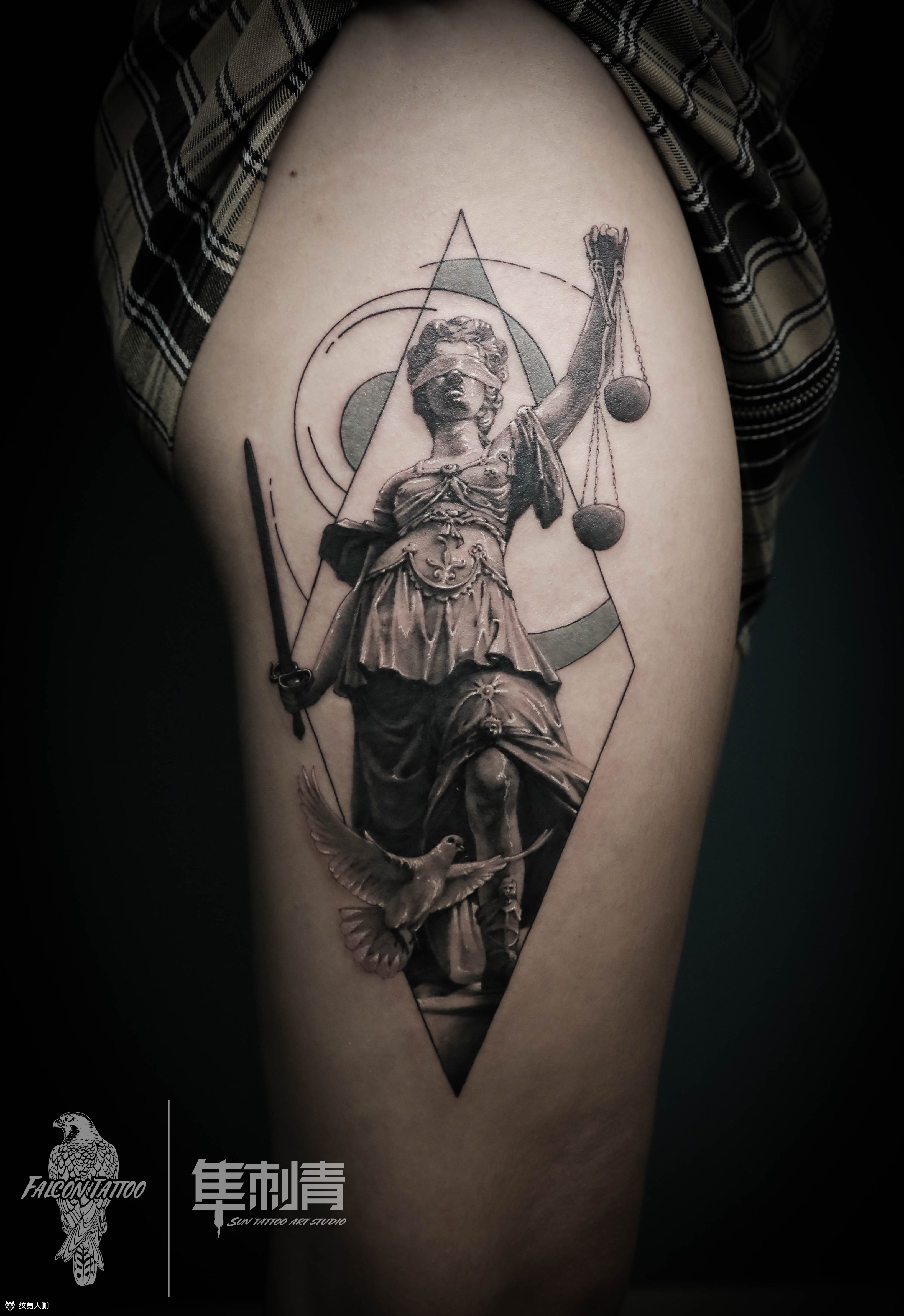 正义女神纹身手稿图片