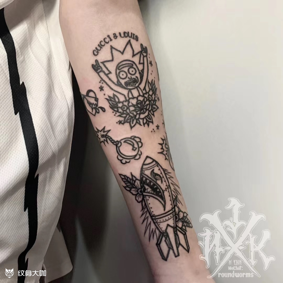 old school小臂拼接_纹身吧社区 - 纹身大咖