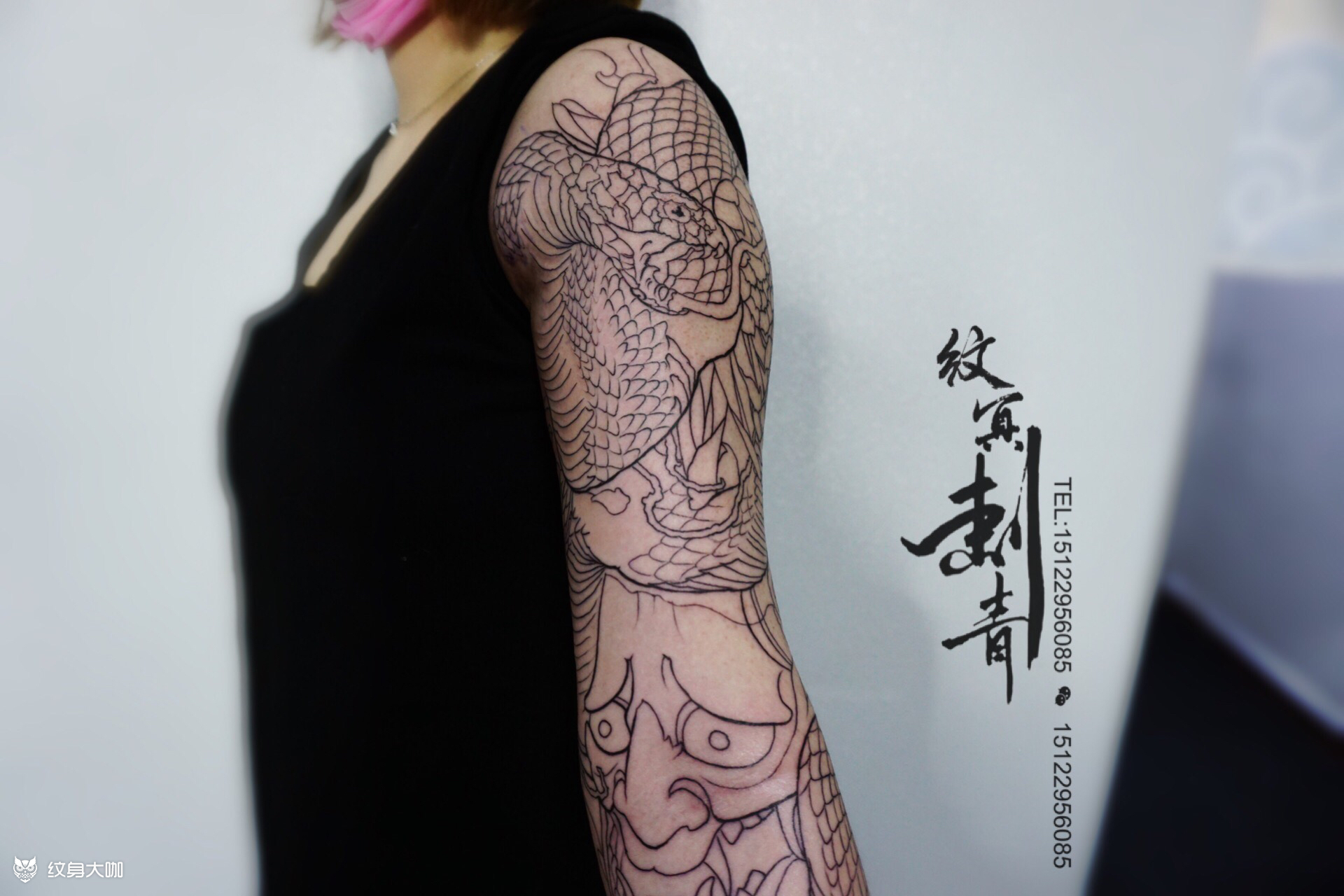 花臂线条_纹身图案手稿图片_丁岩的纹身作品集