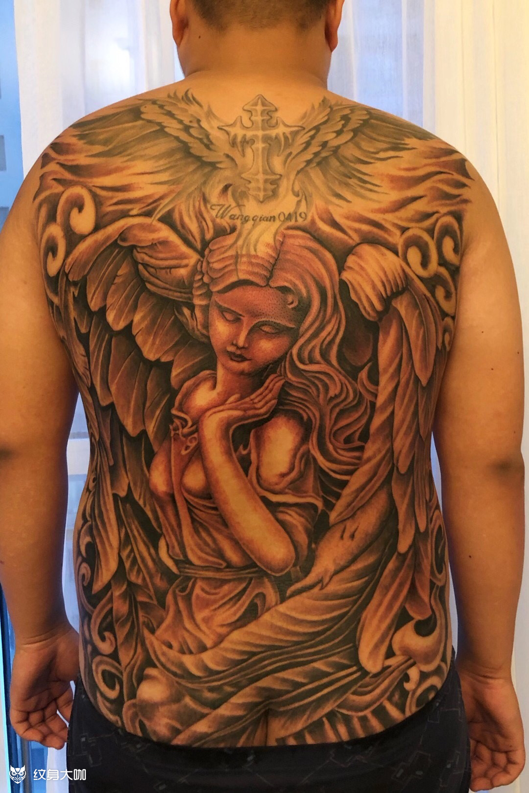 满背天使_纹身图案手稿图片_曹志宇的纹身作品集