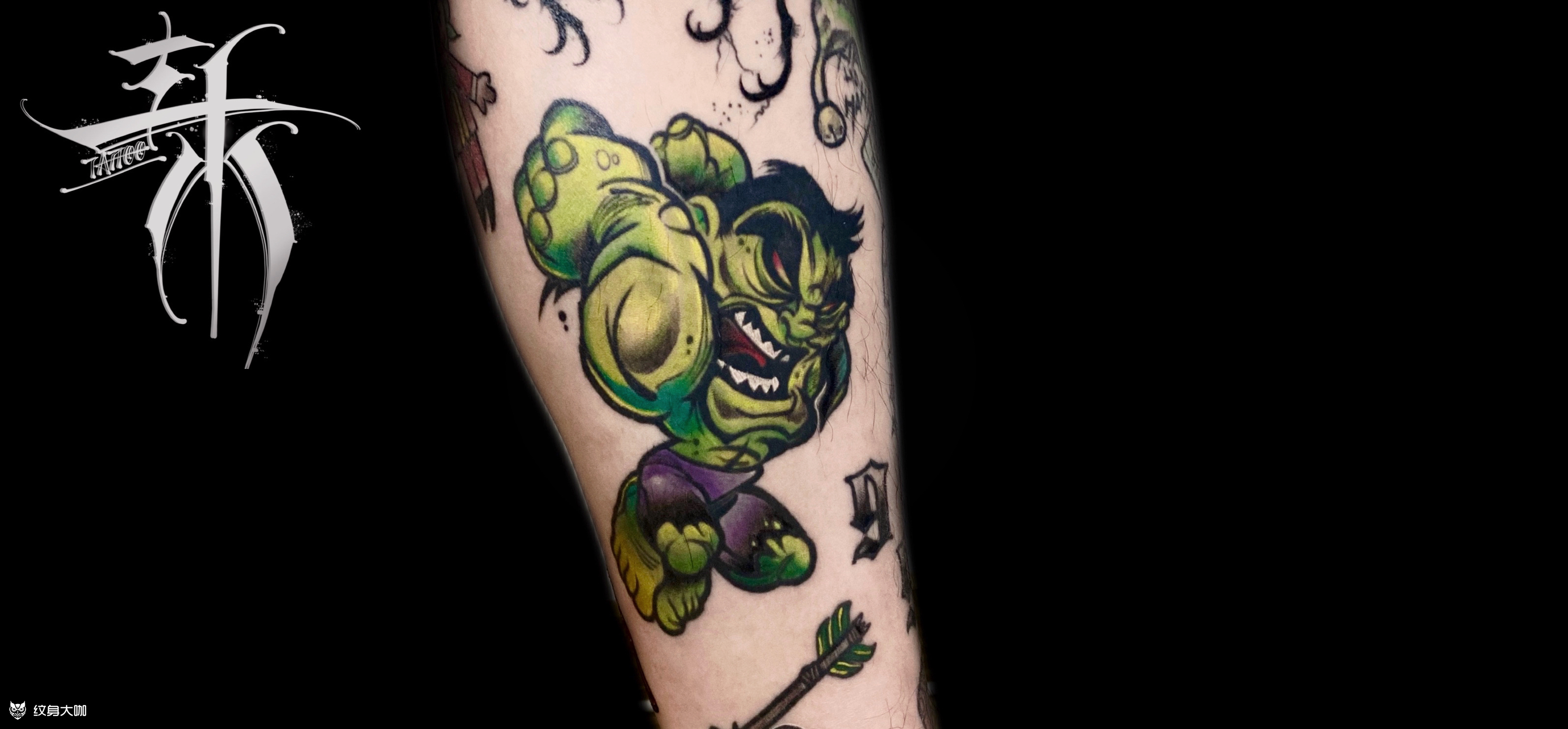 绿巨人_纹身图案手稿图片_木 木的纹身作品集