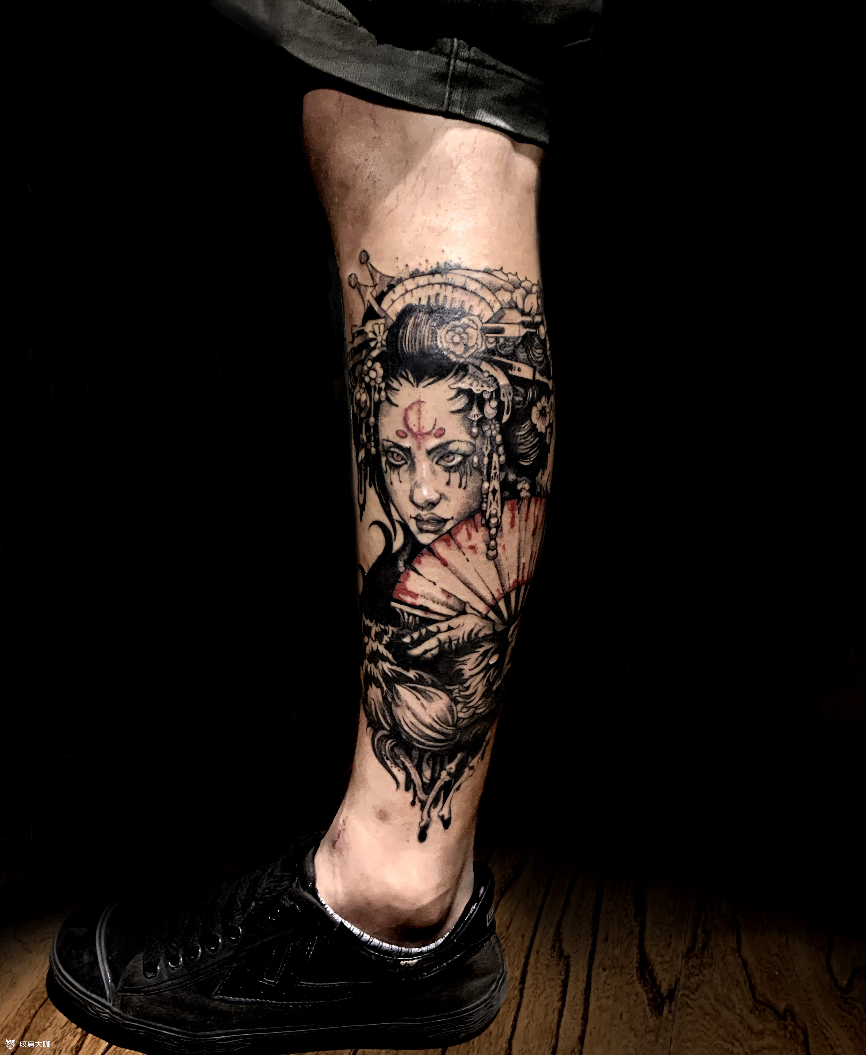 暗黑风格日本艺妓!_纹身图案手稿图片_raven乔的纹身作品集