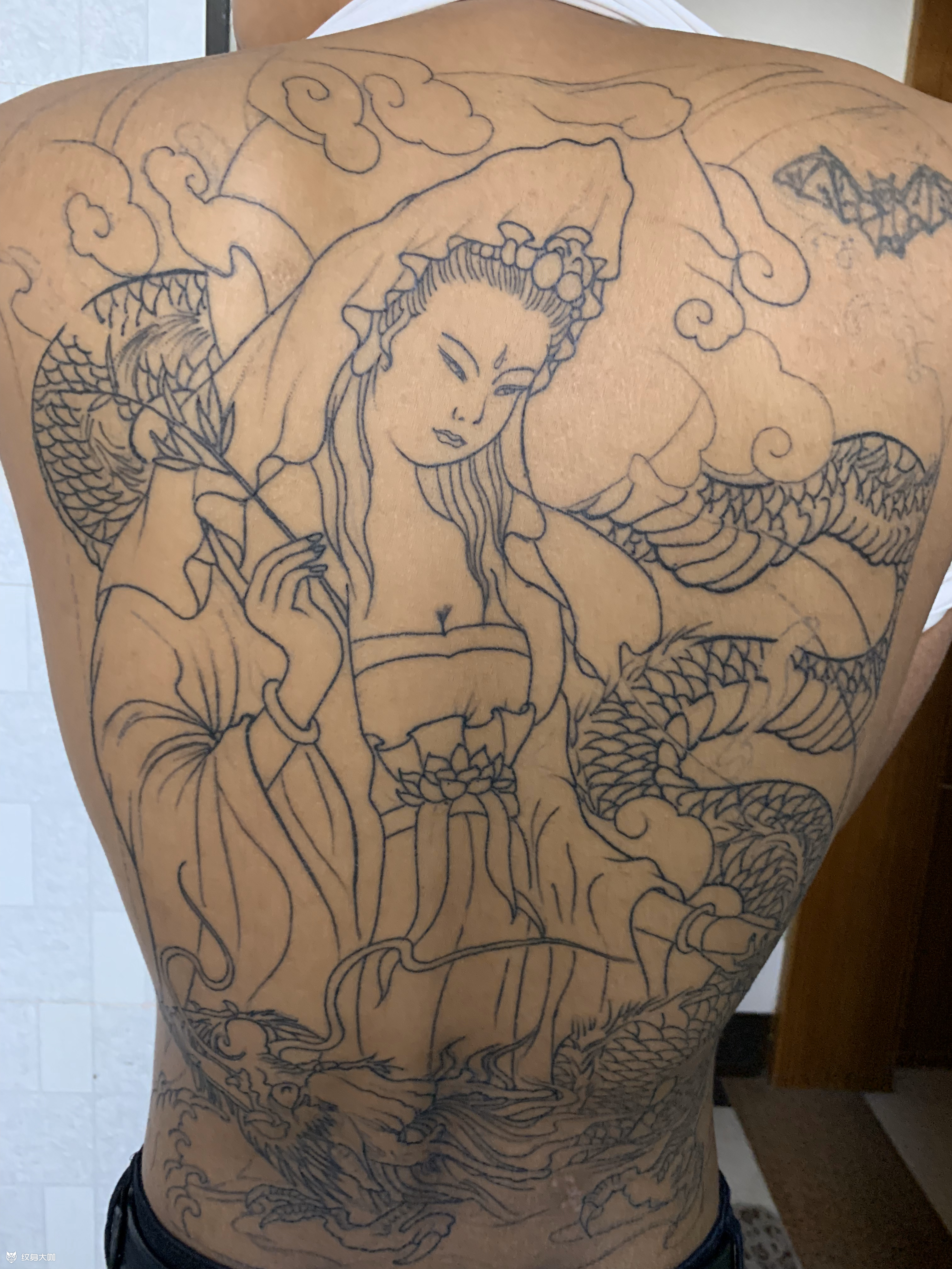 这幅观音踏龙图能覆盖吗?最好是_纹身吧社区 - 纹身大咖