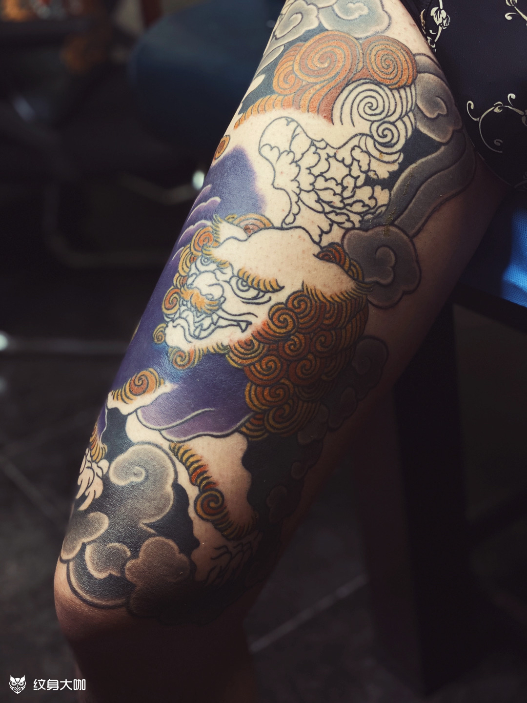 唐狮牡丹(今日工作未完成)_纹身图案手稿图片_天津_雕东的纹身作品集