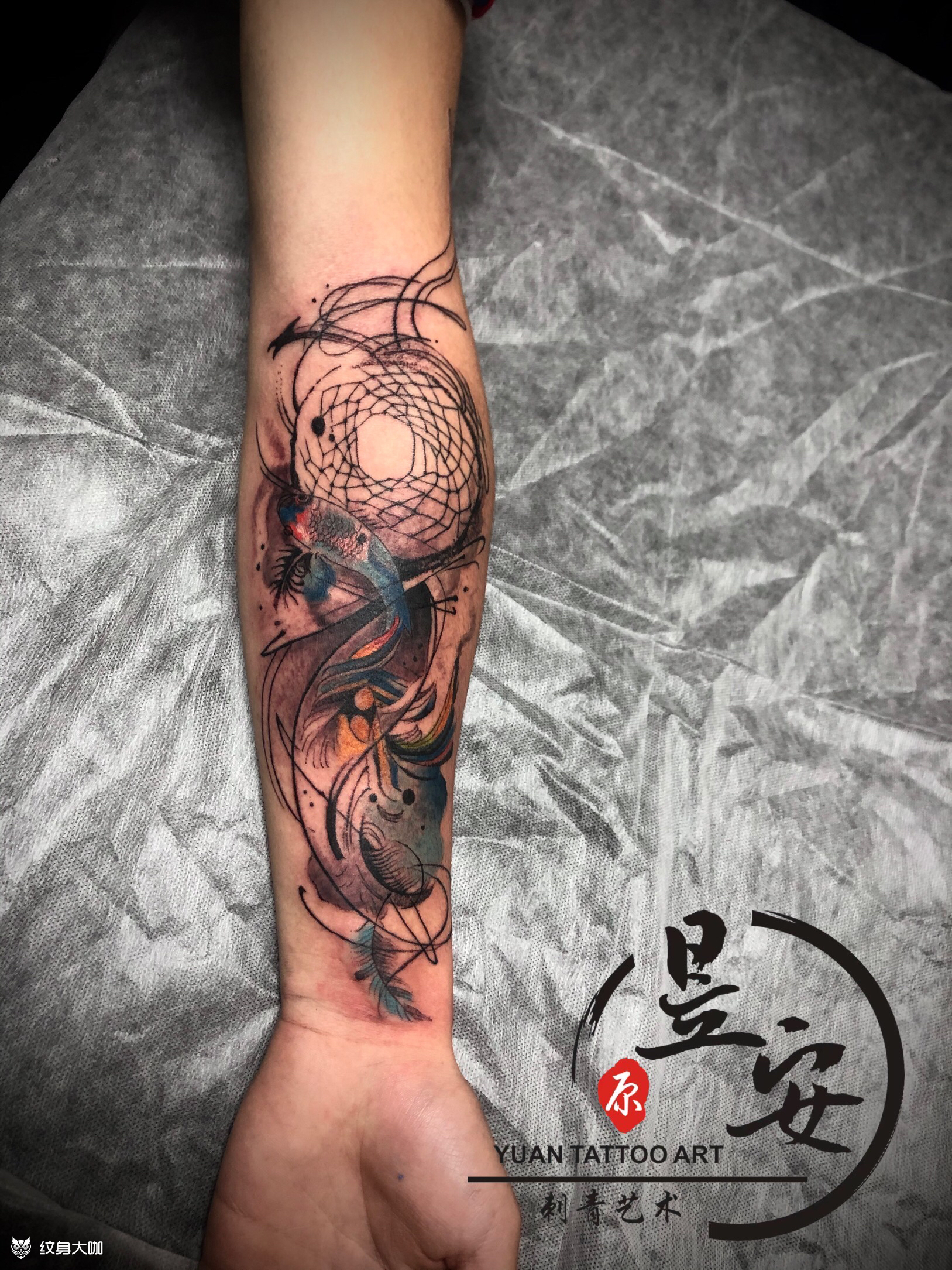 水墨斗鱼_纹身图案手稿图片_新扎刺客 丁昱安的纹身作品集