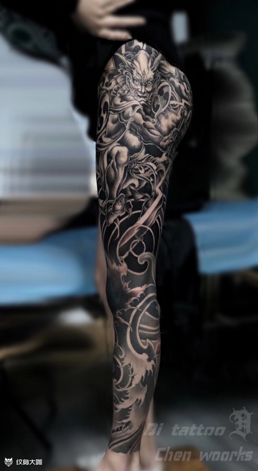 浪腿_纹身图案手稿图片_陈浩宇的纹身作品集
