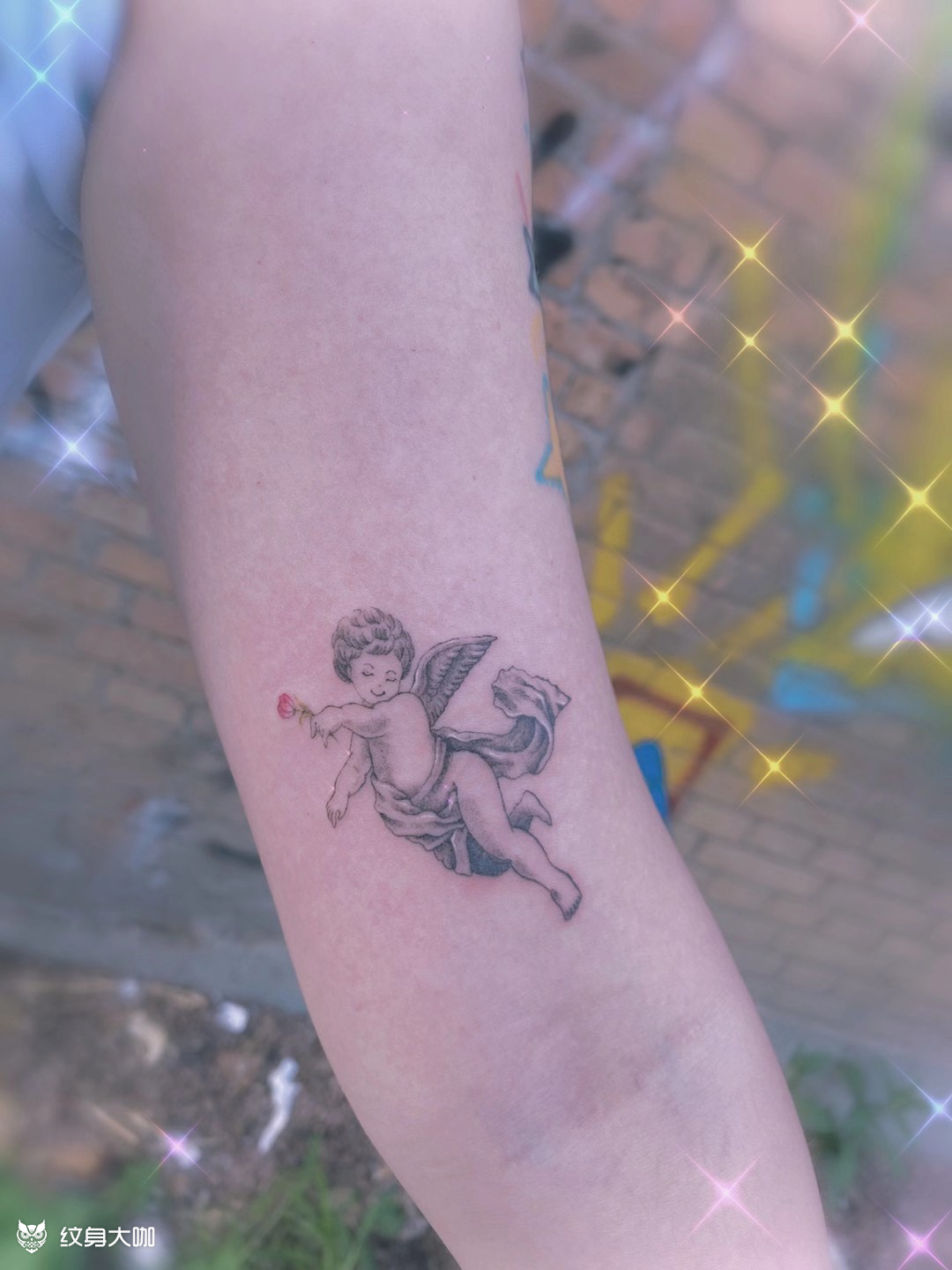 小天使纹身_纹身图案手稿图片_约辰的纹身作品集