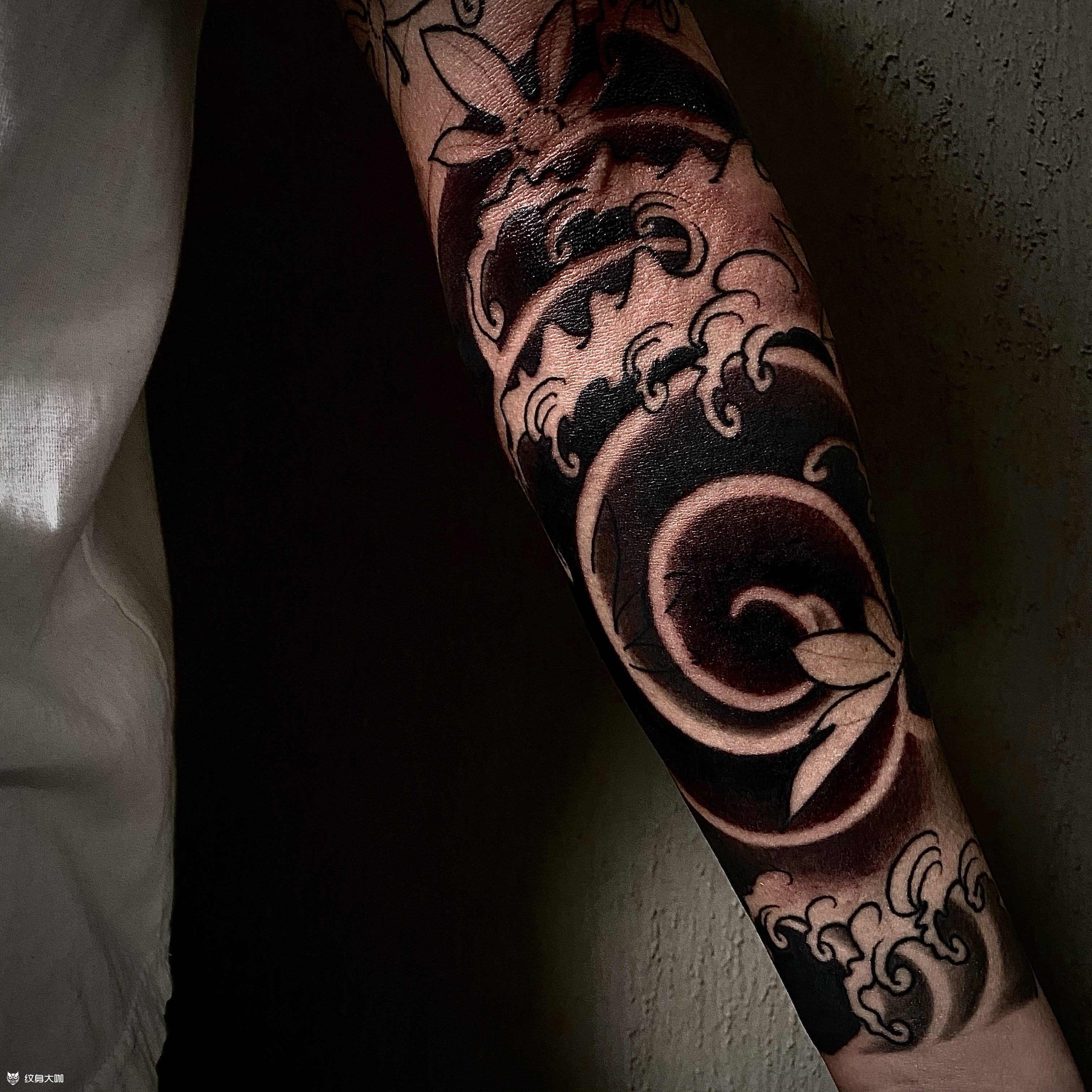 浪花花臂_纹身图案手稿图片_济南川赤-峰的纹身作品集